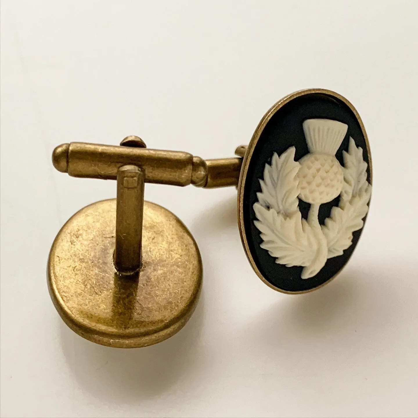 Scottish Thistle Cameo Cufflinks in Bronze