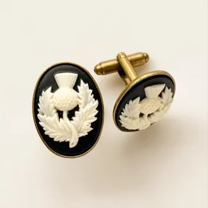 Scottish Thistle Cameo Cufflinks in Bronze