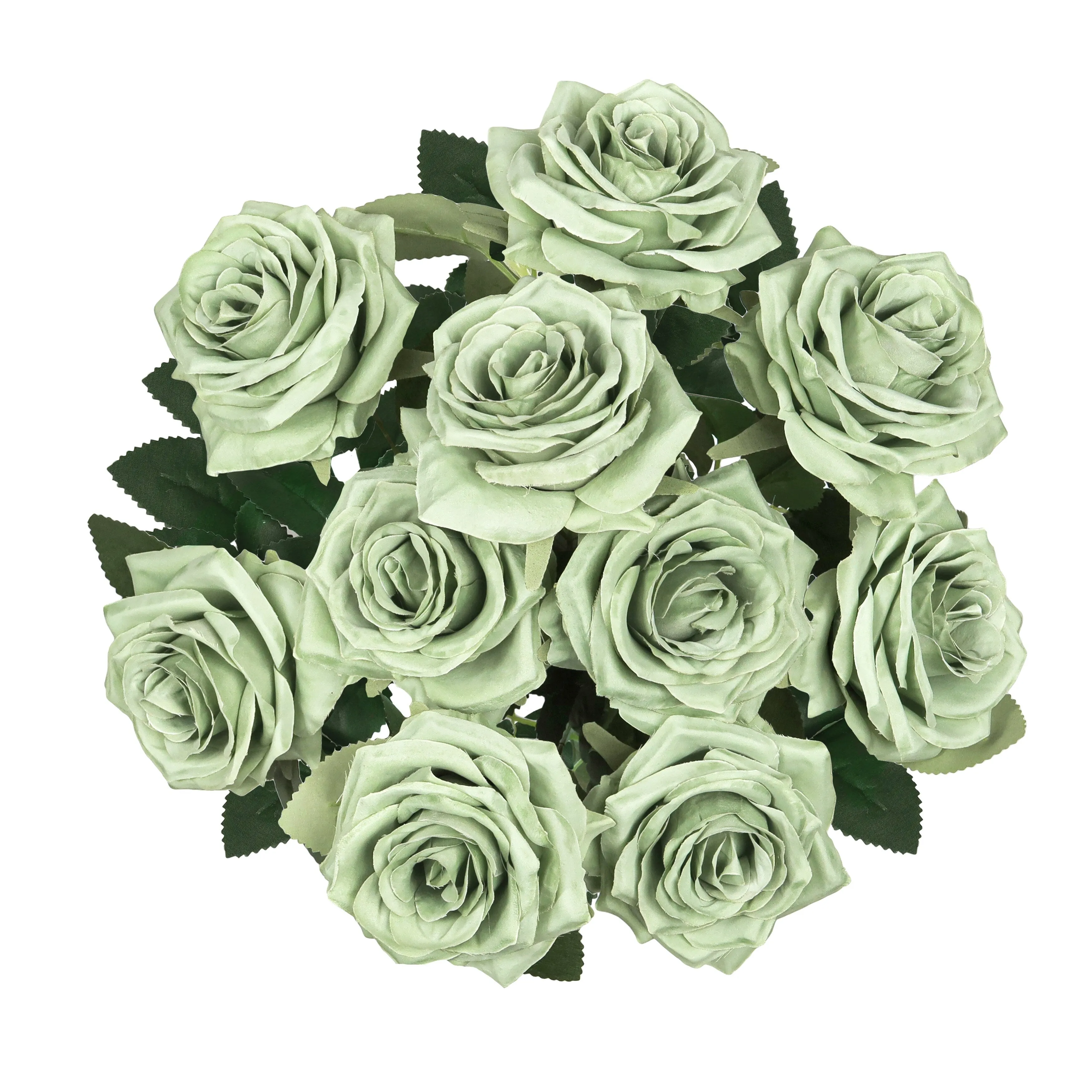 Set of 2 Artificial Queen Rose Flower Stem Bush Bouquet 18in