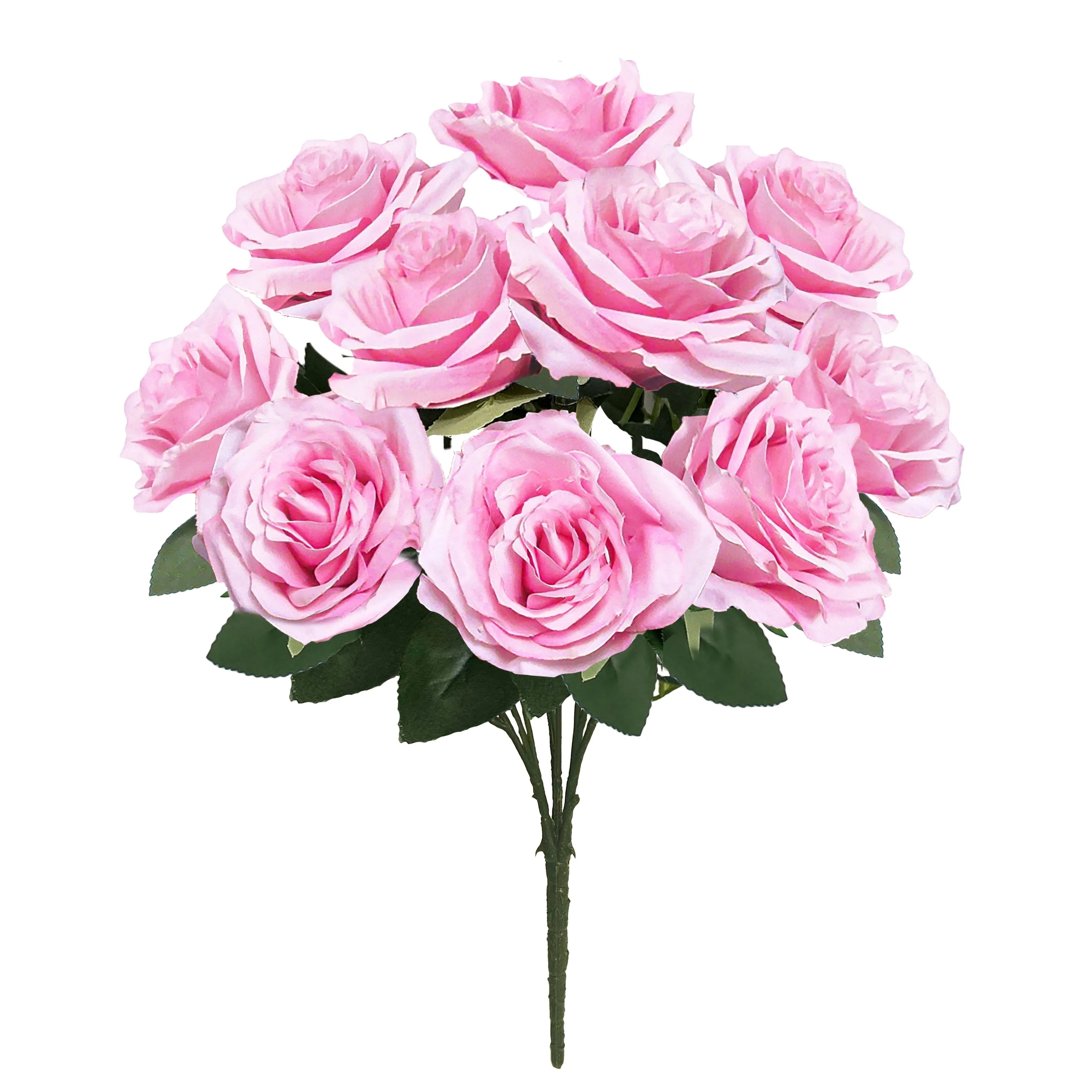 Set of 2 Artificial Queen Rose Flower Stem Bush Bouquet 18in