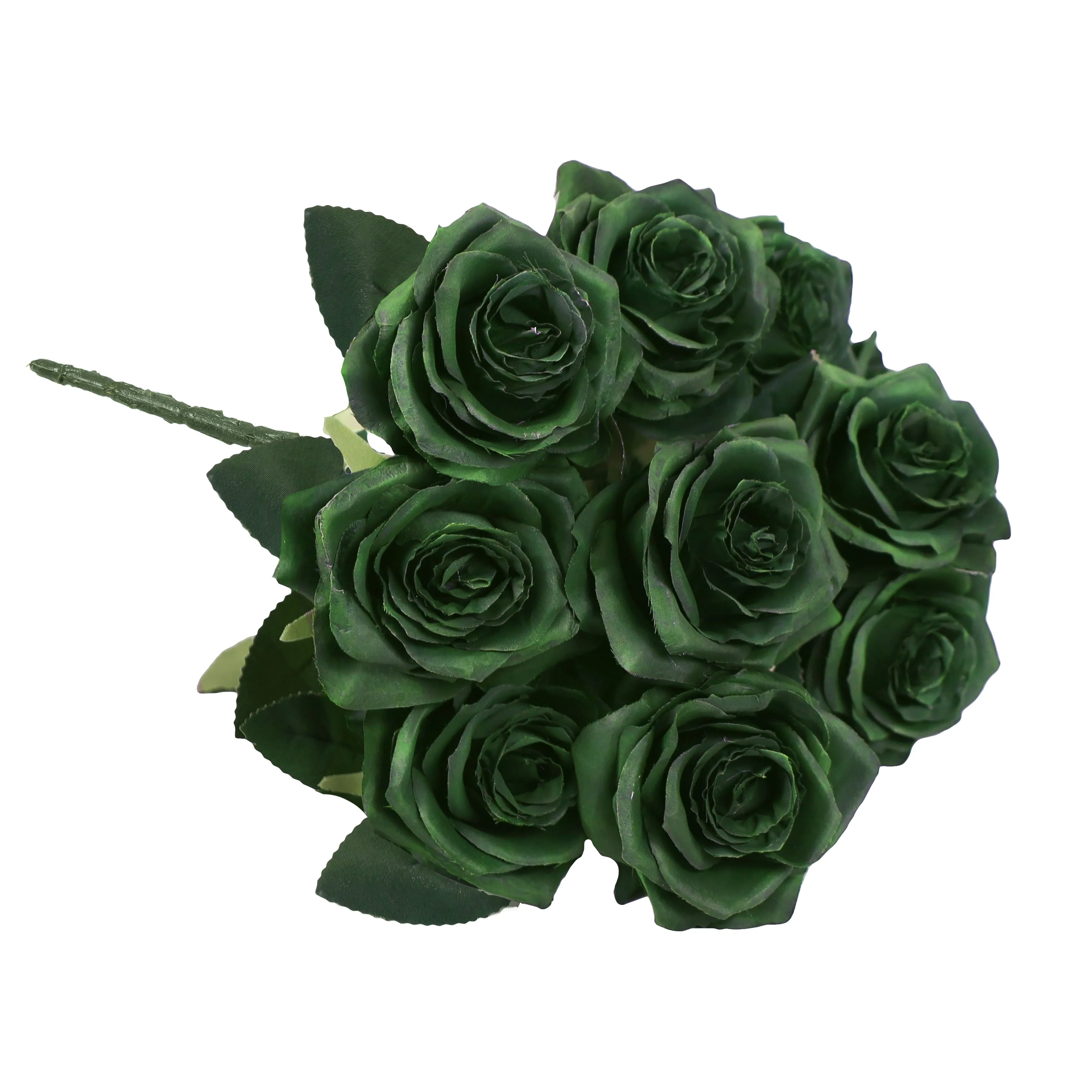 Set of 2 Artificial Queen Rose Flower Stem Bush Bouquet 18in