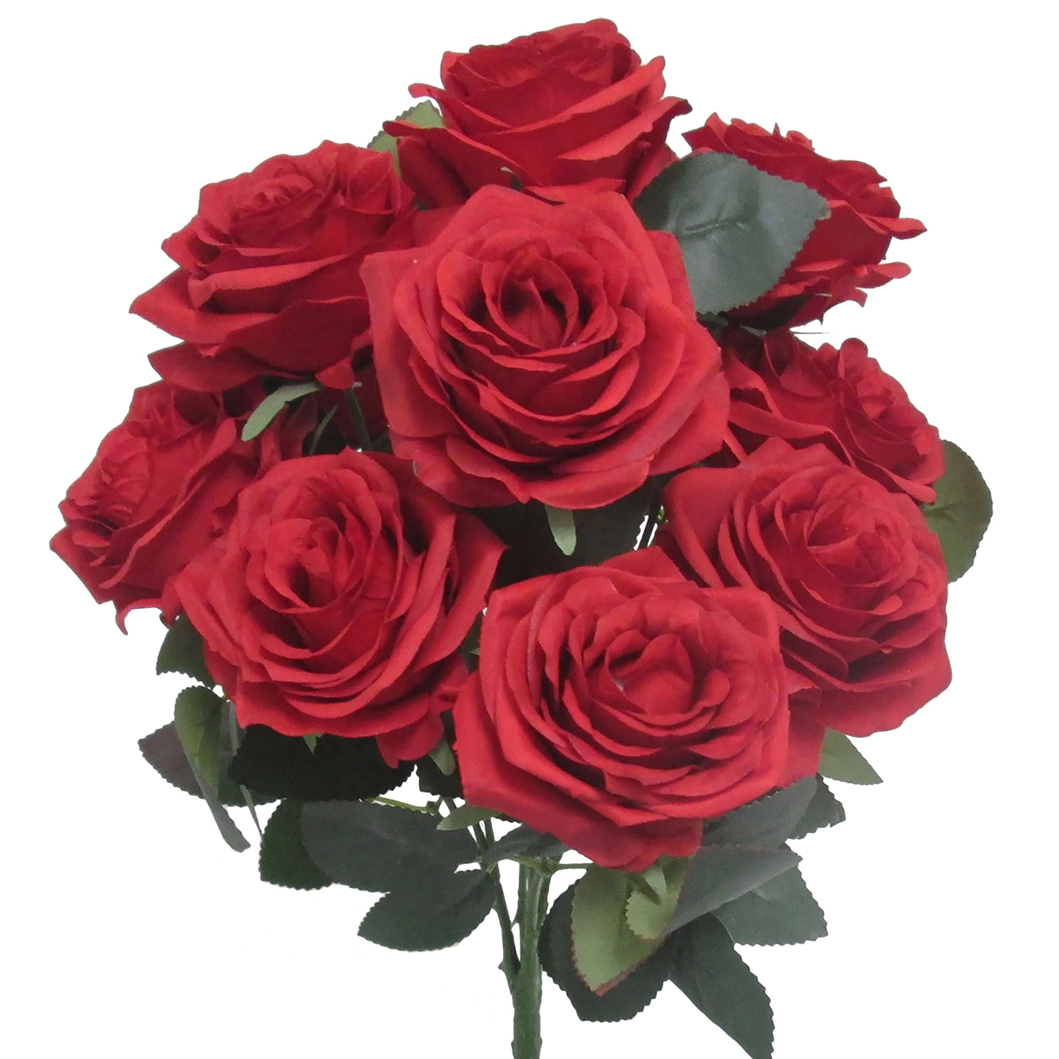 Set of 2 Artificial Queen Rose Flower Stem Bush Bouquet 18in