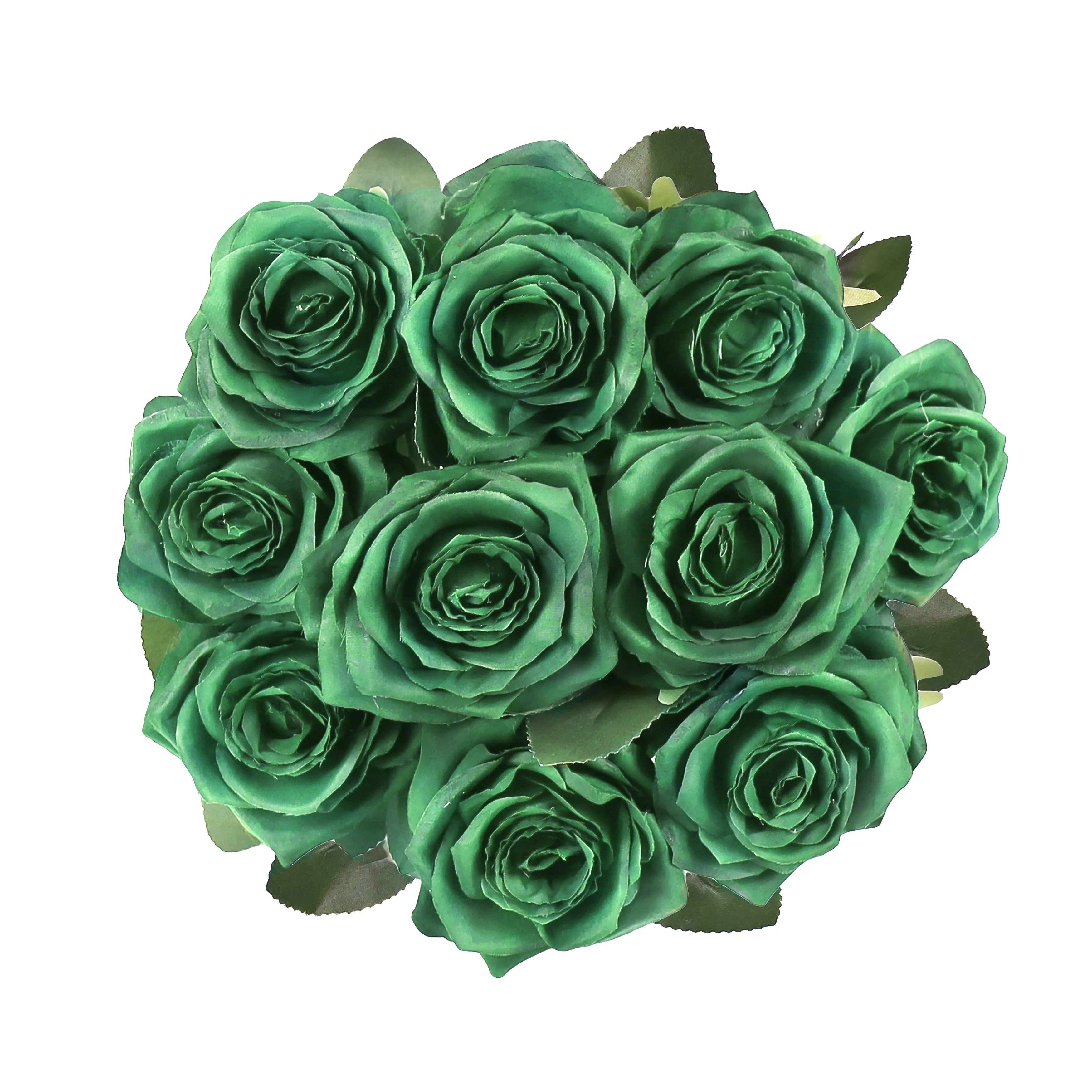 Set of 2 Artificial Queen Rose Flower Stem Bush Bouquet 18in