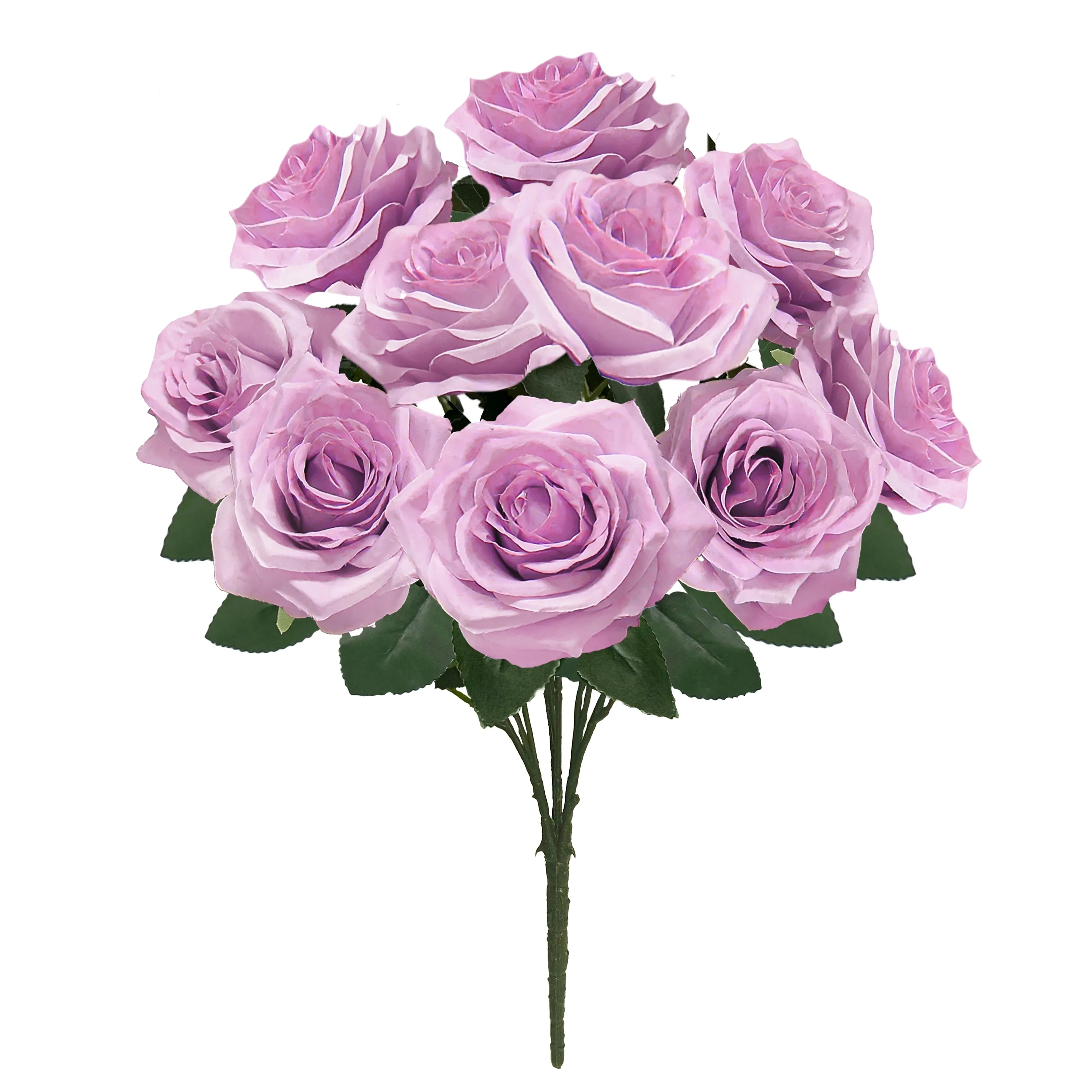 Set of 2 Artificial Queen Rose Flower Stem Bush Bouquet 18in