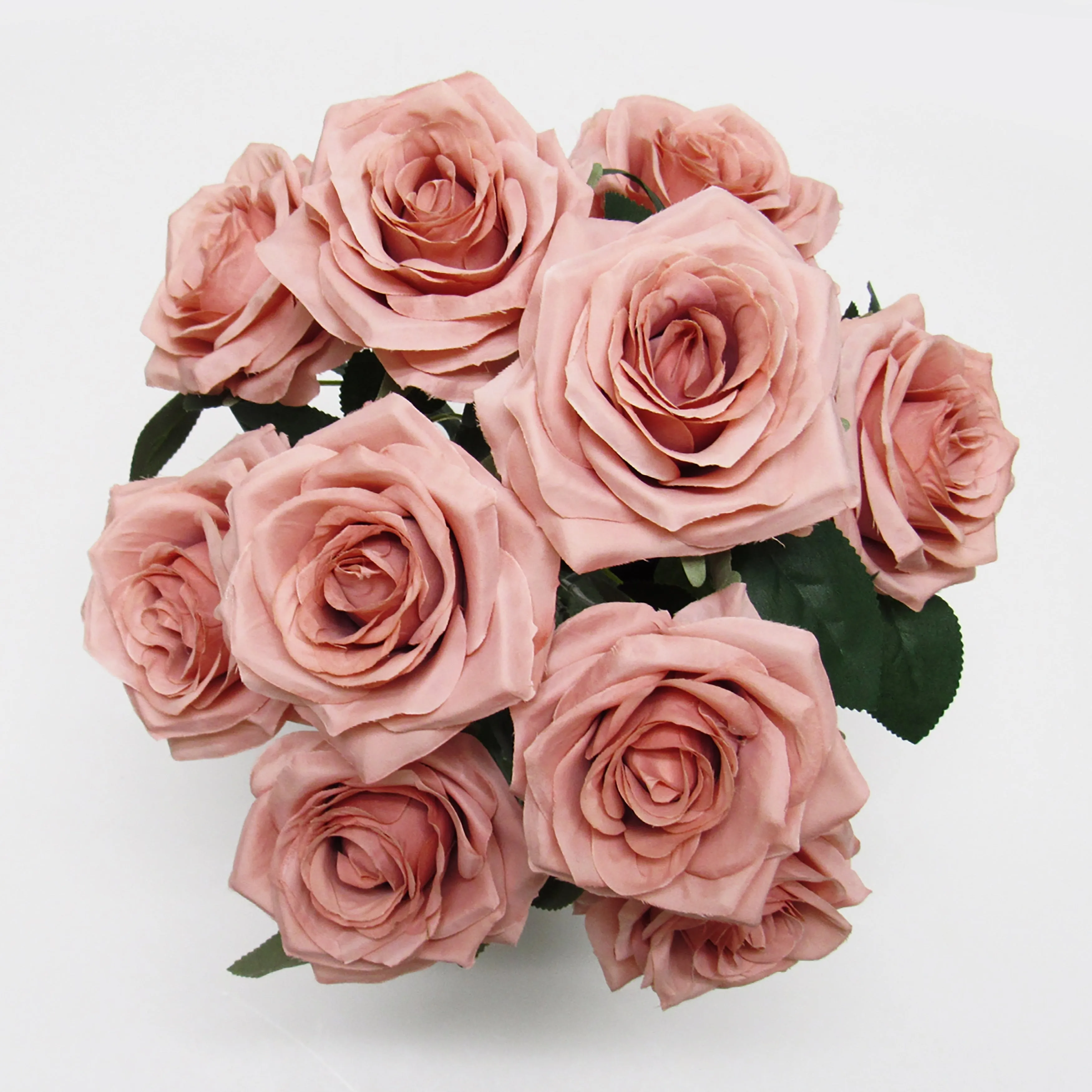 Set of 2 Artificial Queen Rose Flower Stem Bush Bouquet 18in