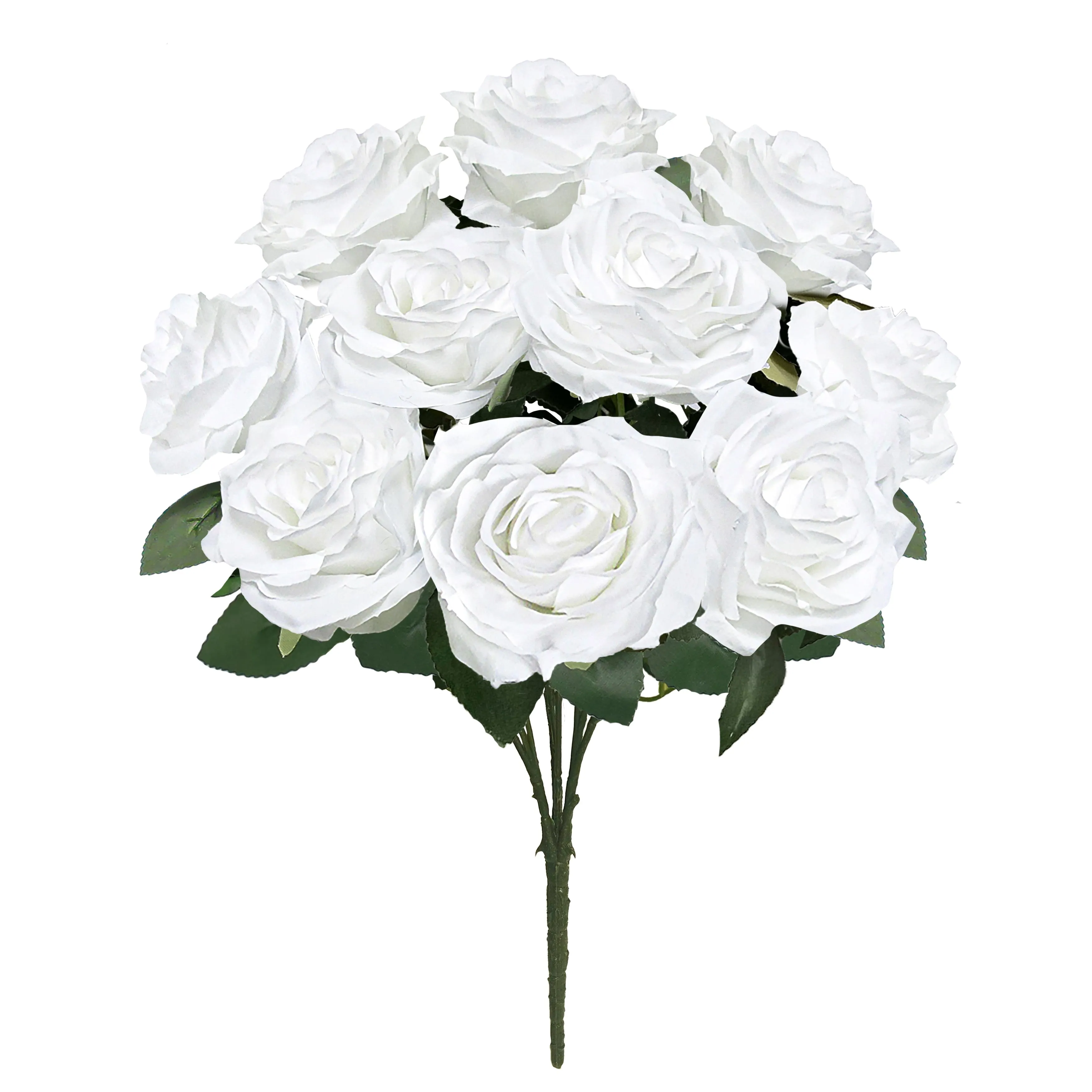 Set of 2 Artificial Queen Rose Flower Stem Bush Bouquet 18in