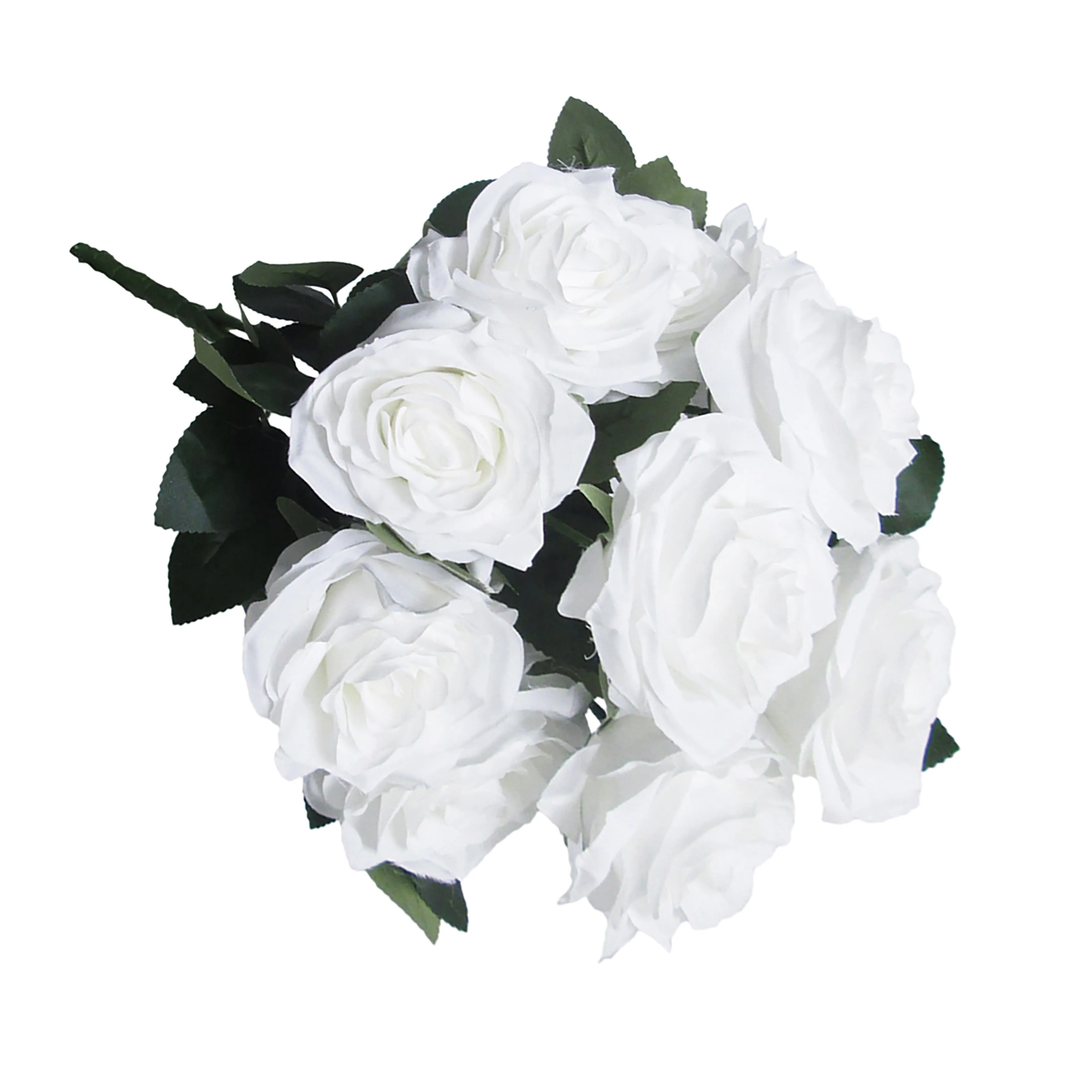 Set of 2 Artificial Queen Rose Flower Stem Bush Bouquet 18in