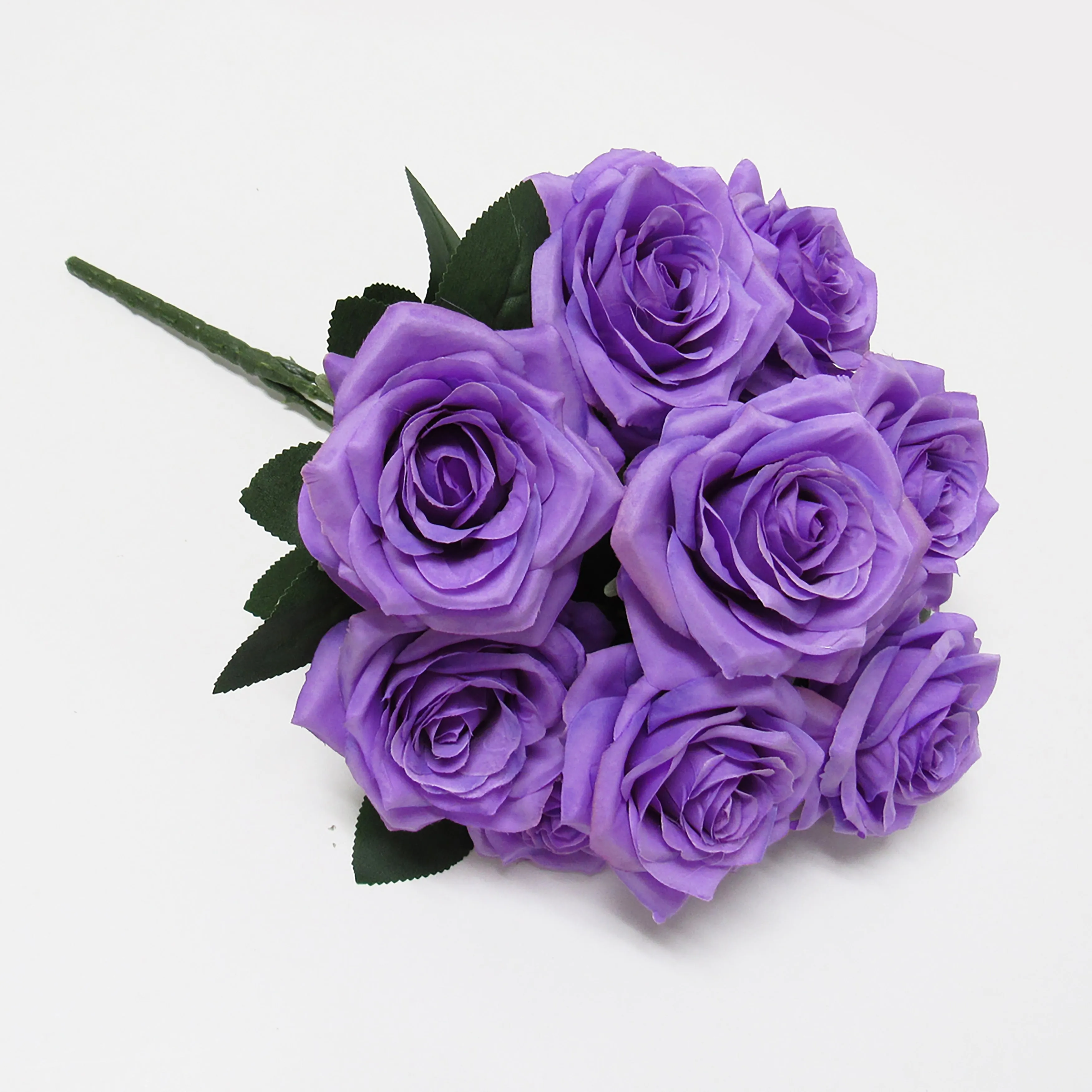 Set of 2 Artificial Queen Rose Flower Stem Bush Bouquet 18in