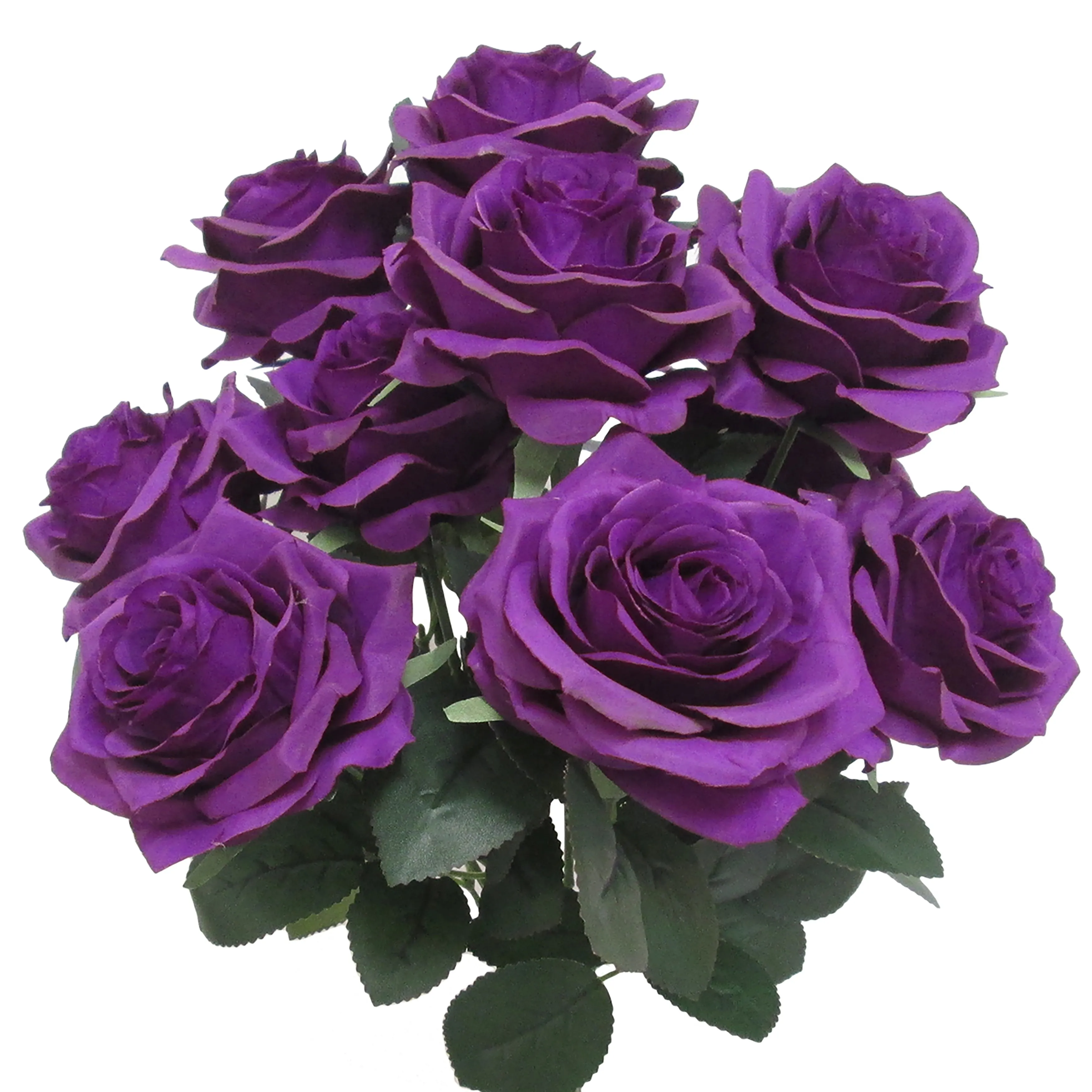 Set of 2 Artificial Queen Rose Flower Stem Bush Bouquet 18in