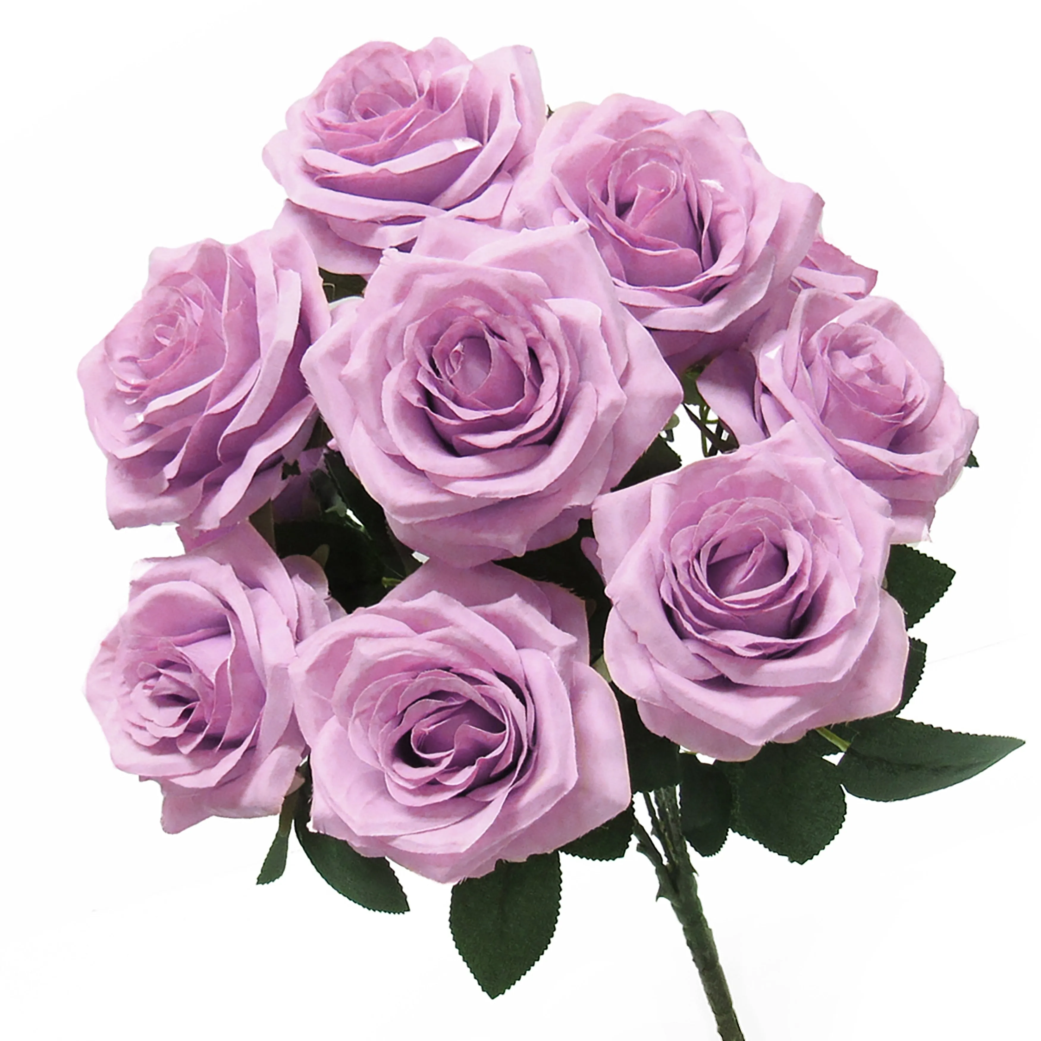 Set of 2 Artificial Queen Rose Flower Stem Bush Bouquet 18in