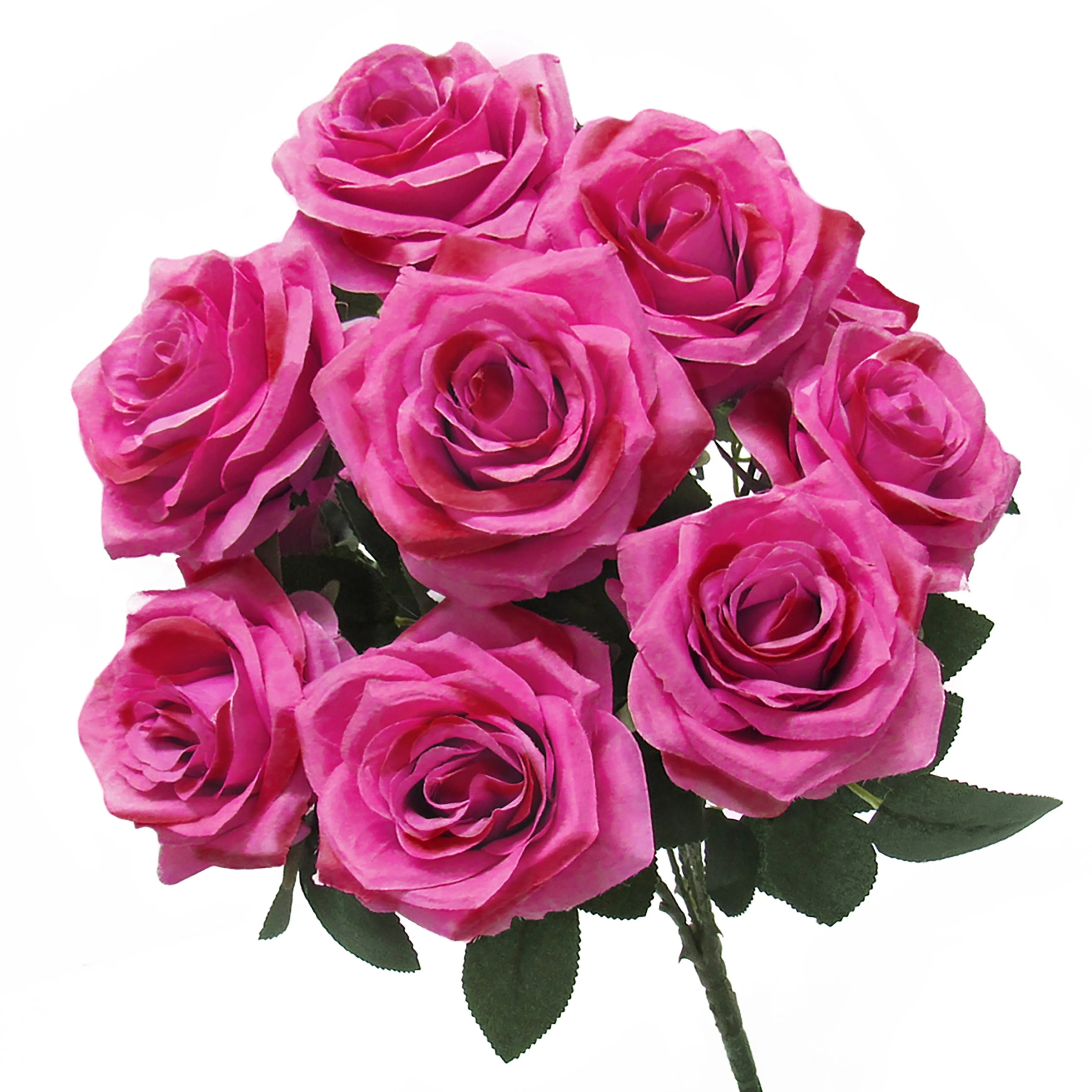 Set of 2 Artificial Queen Rose Flower Stem Bush Bouquet 18in