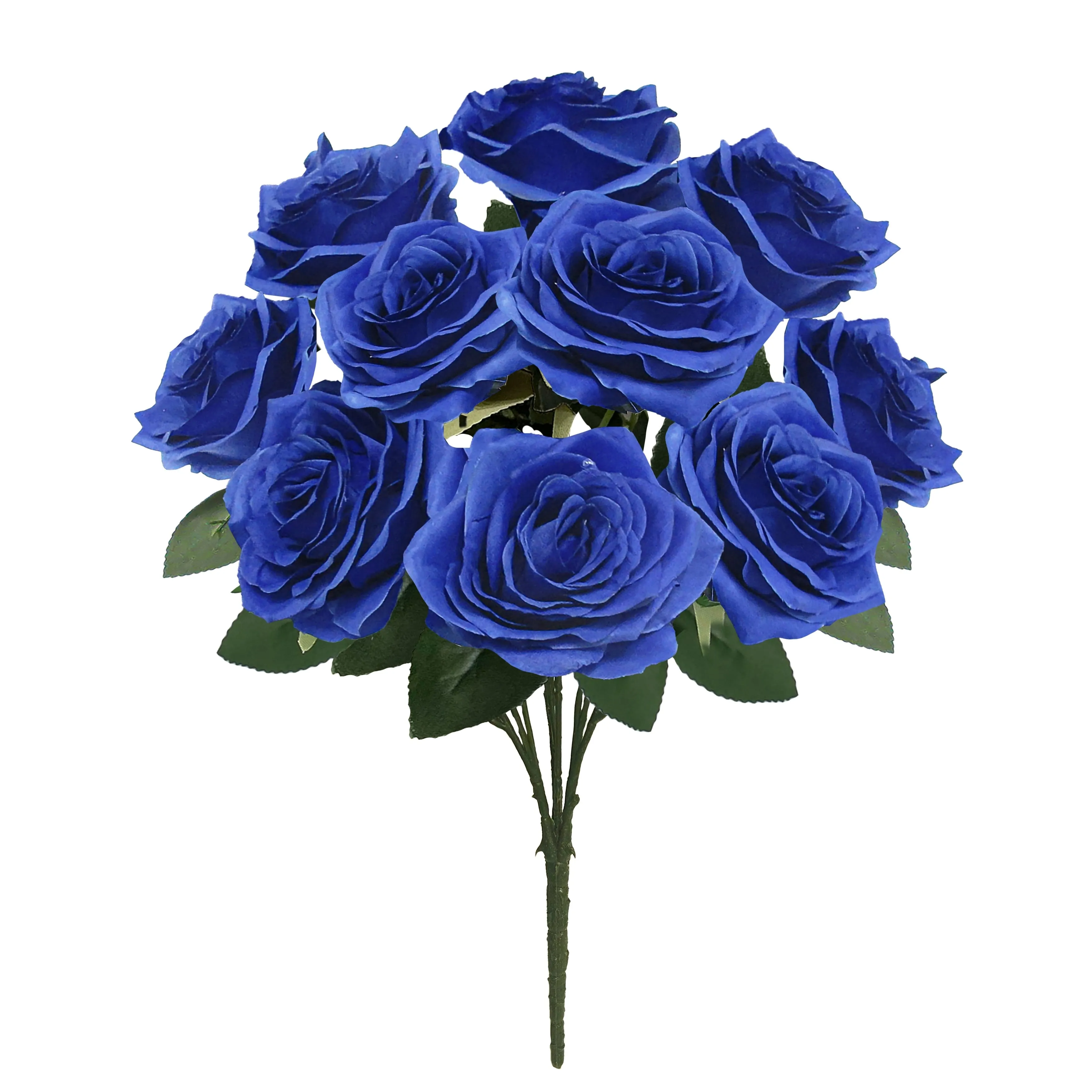 Set of 2 Artificial Queen Rose Flower Stem Bush Bouquet 18in