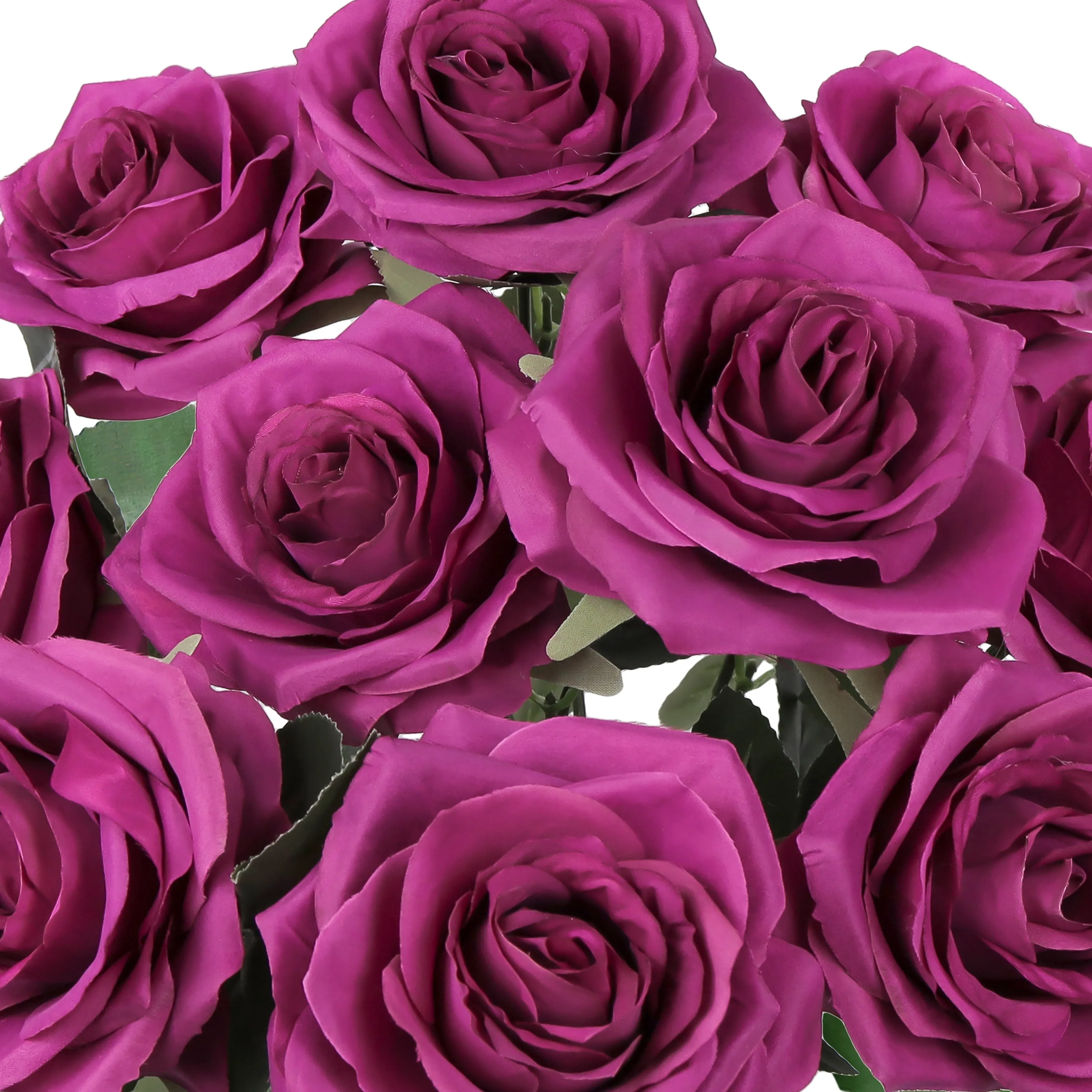Set of 2 Artificial Queen Rose Flower Stem Bush Bouquet 18in
