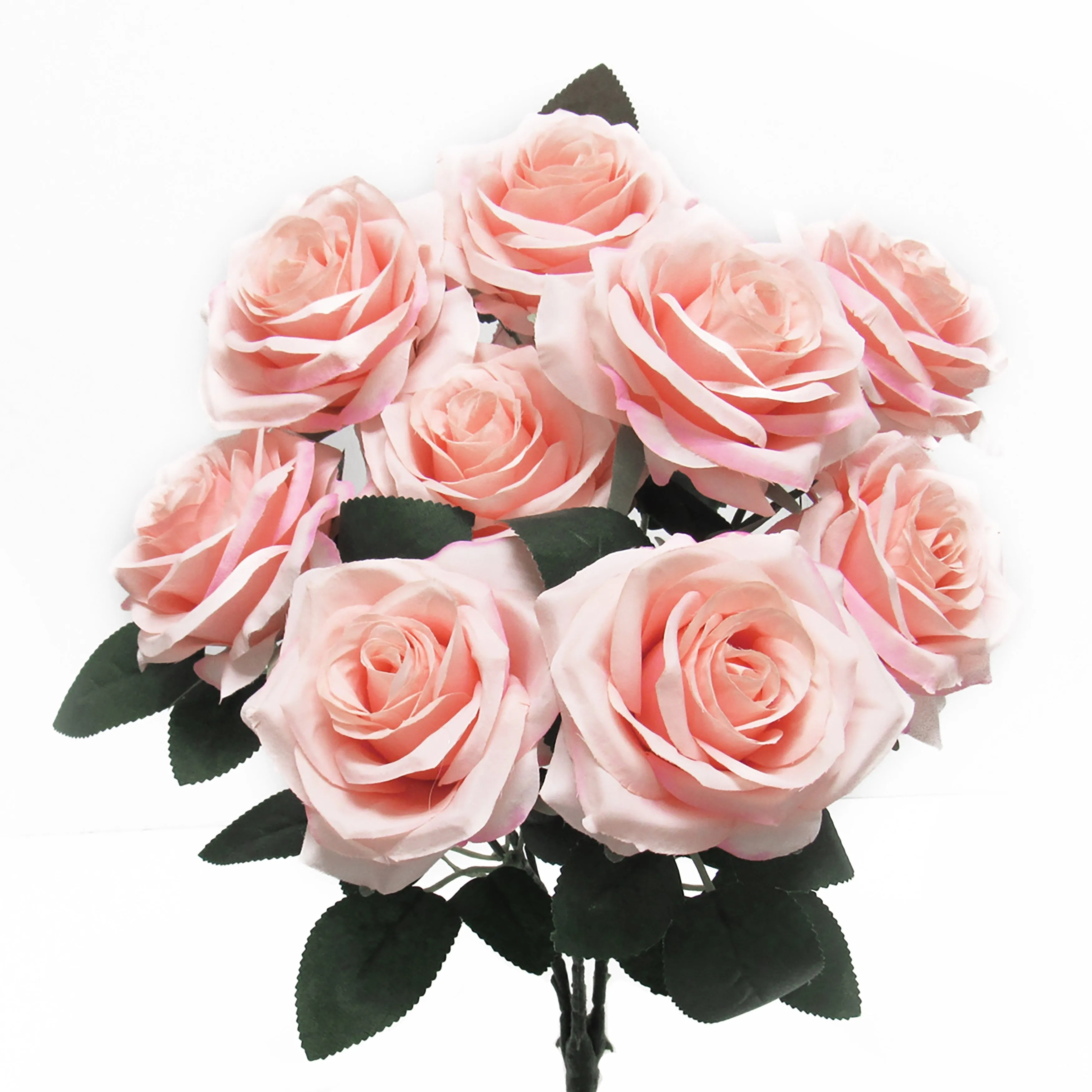 Set of 2 Artificial Queen Rose Flower Stem Bush Bouquet 18in
