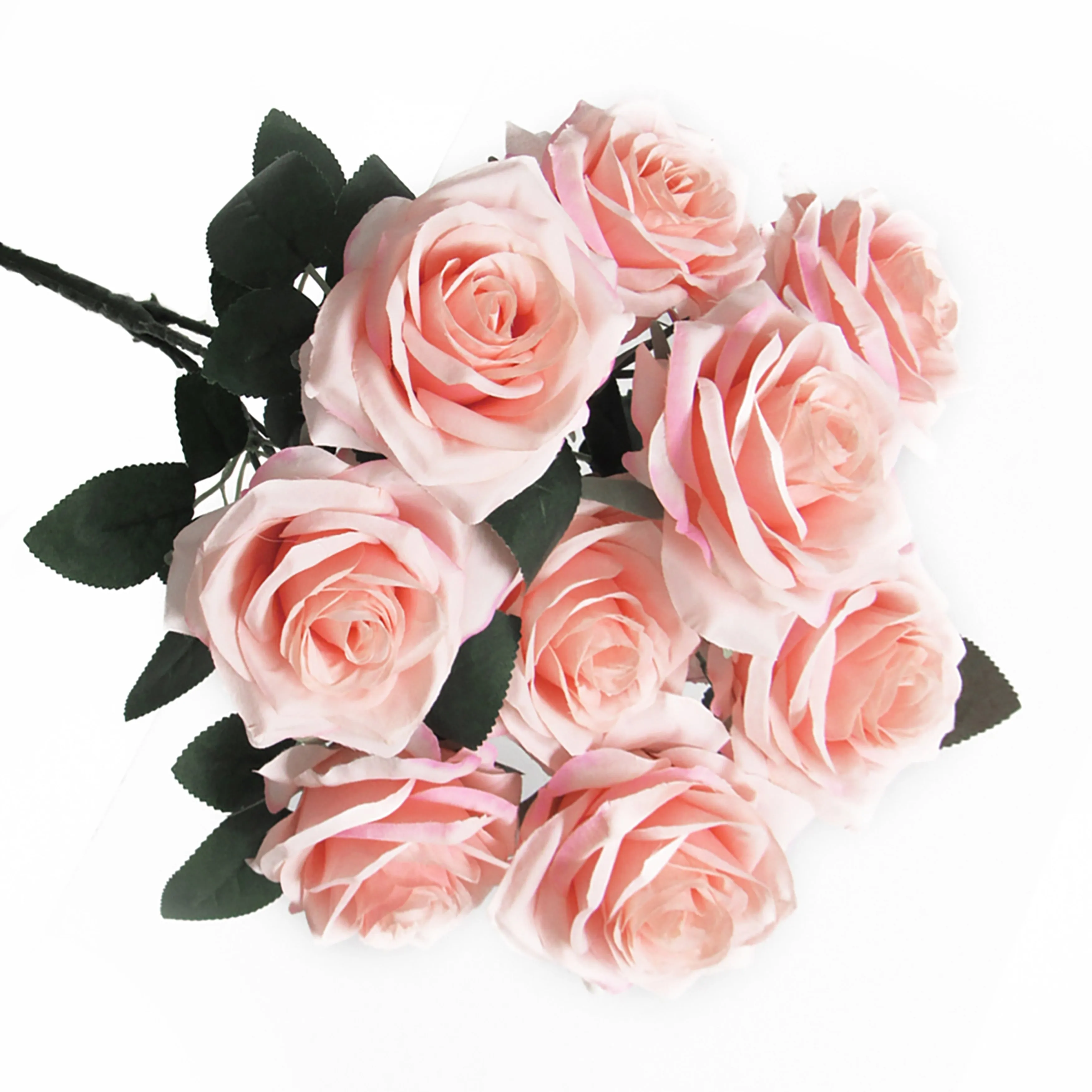 Set of 2 Artificial Queen Rose Flower Stem Bush Bouquet 18in
