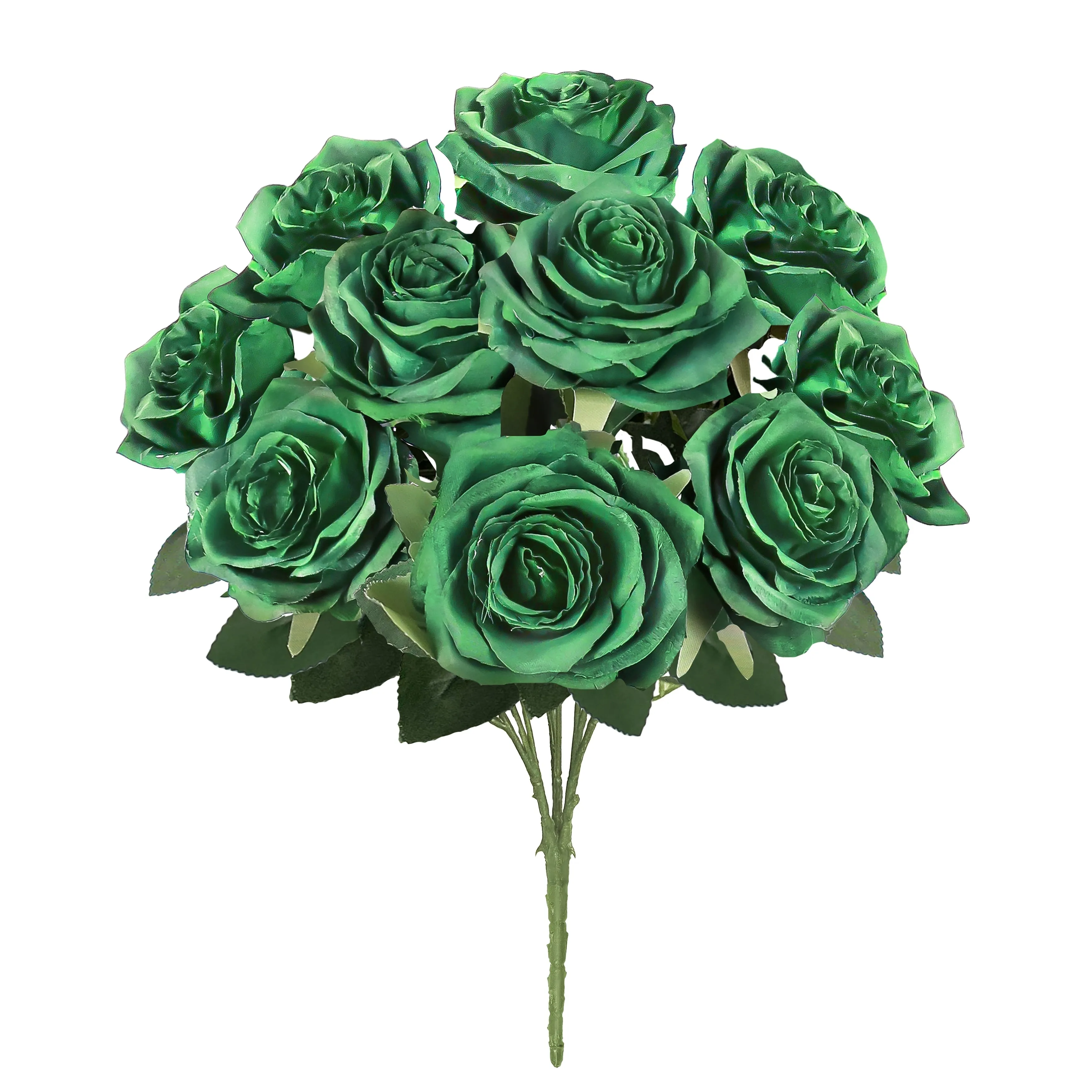 Set of 2 Artificial Queen Rose Flower Stem Bush Bouquet 18in