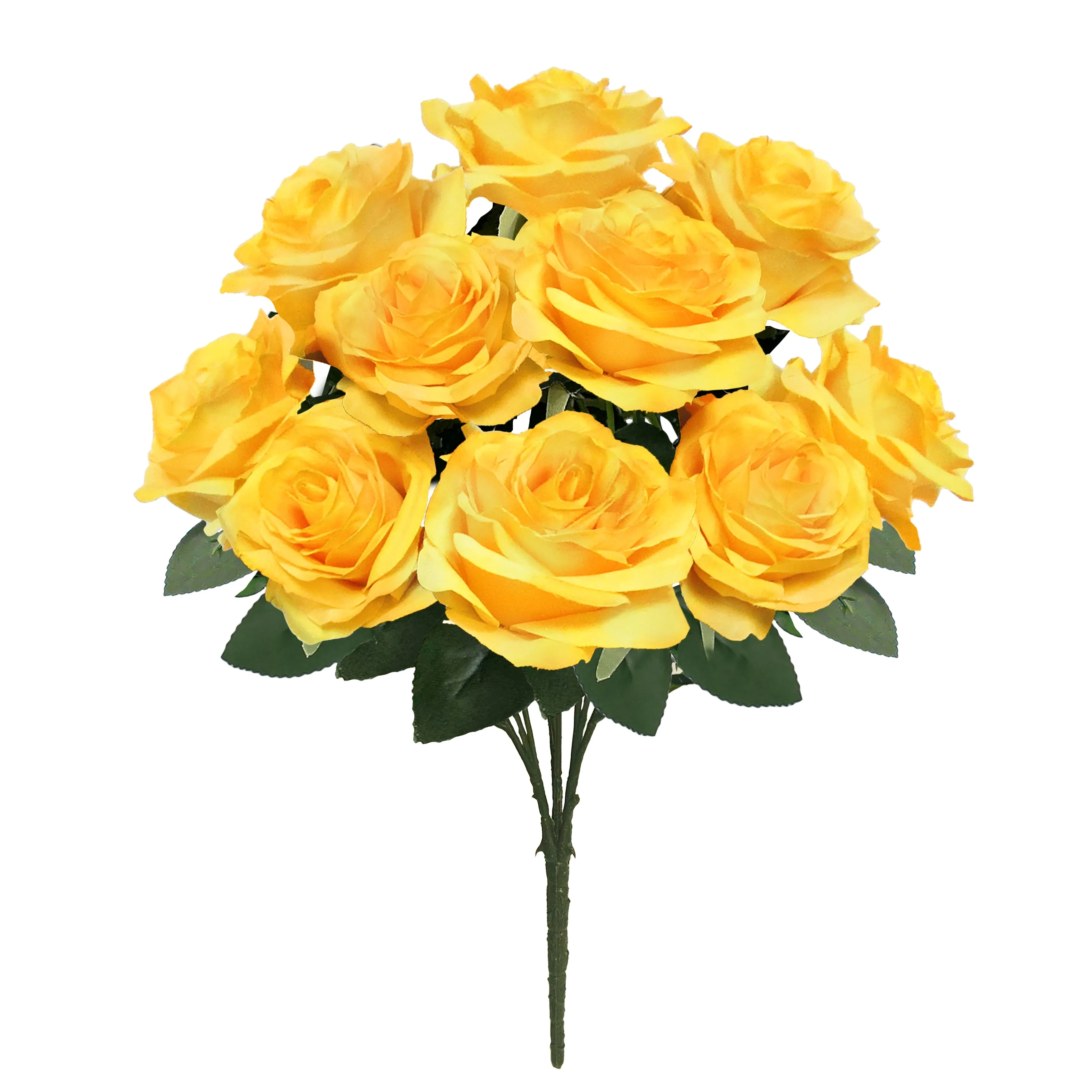 Set of 2 Artificial Queen Rose Flower Stem Bush Bouquet 18in