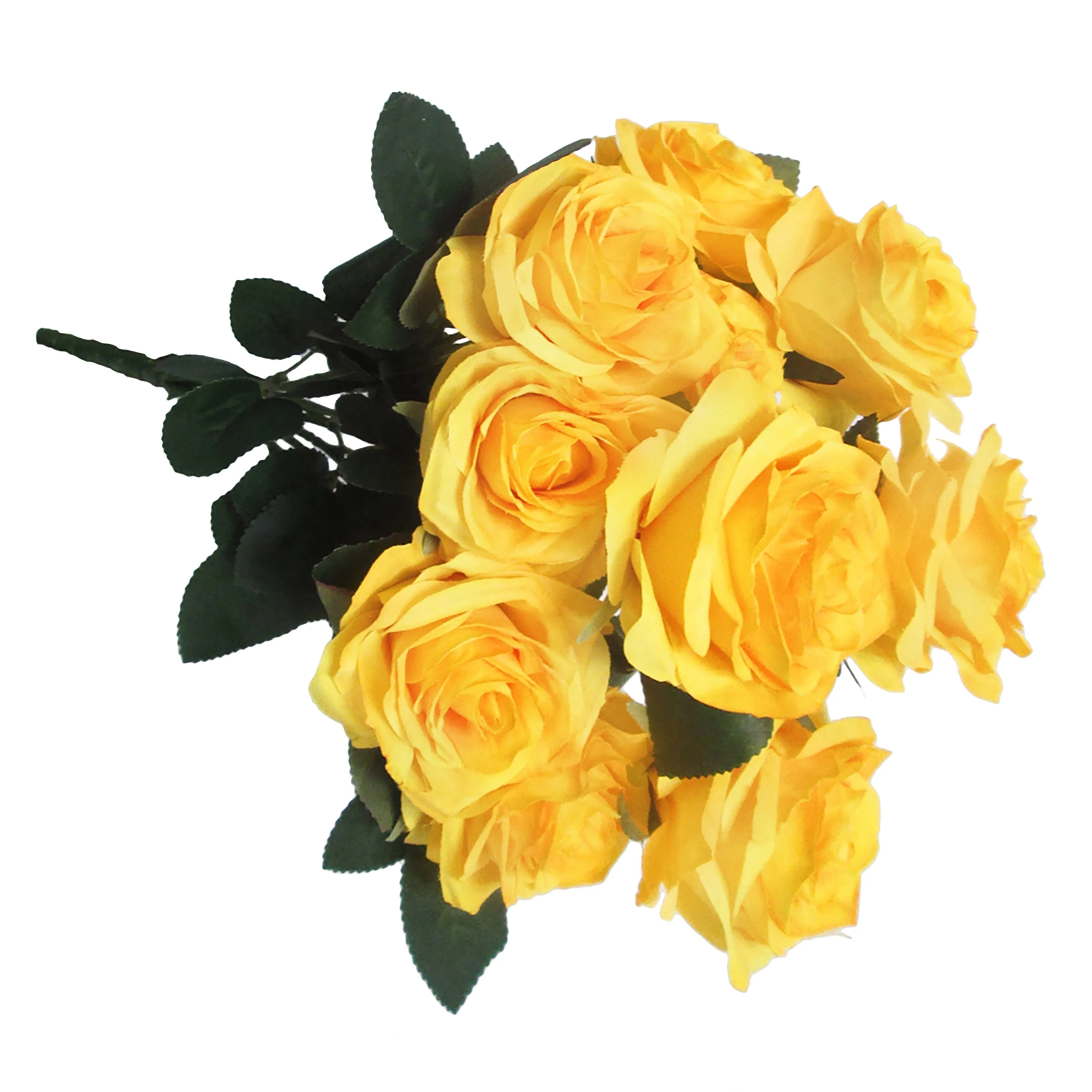 Set of 2 Artificial Queen Rose Flower Stem Bush Bouquet 18in