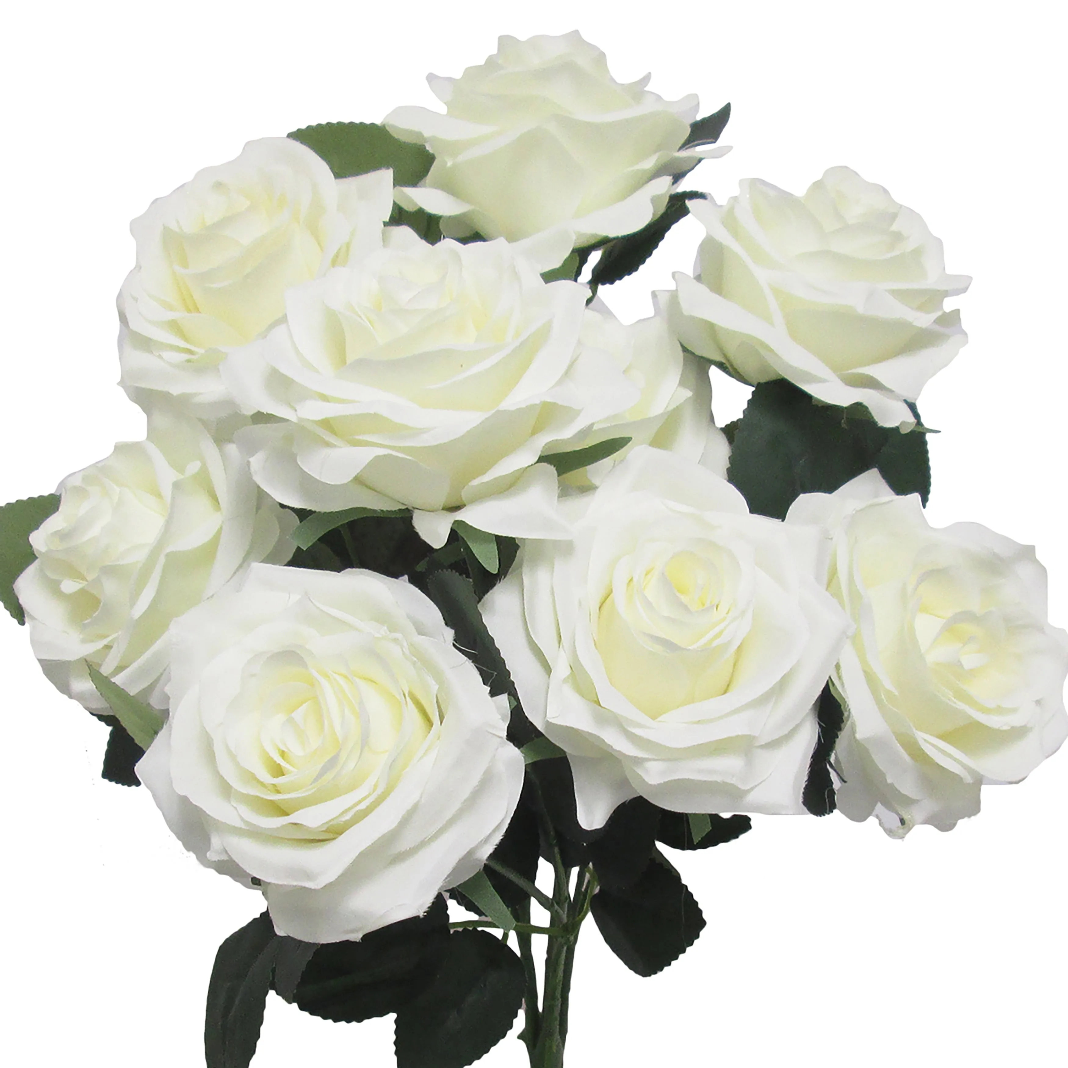 Set of 2 Artificial Queen Rose Flower Stem Bush Bouquet 18in