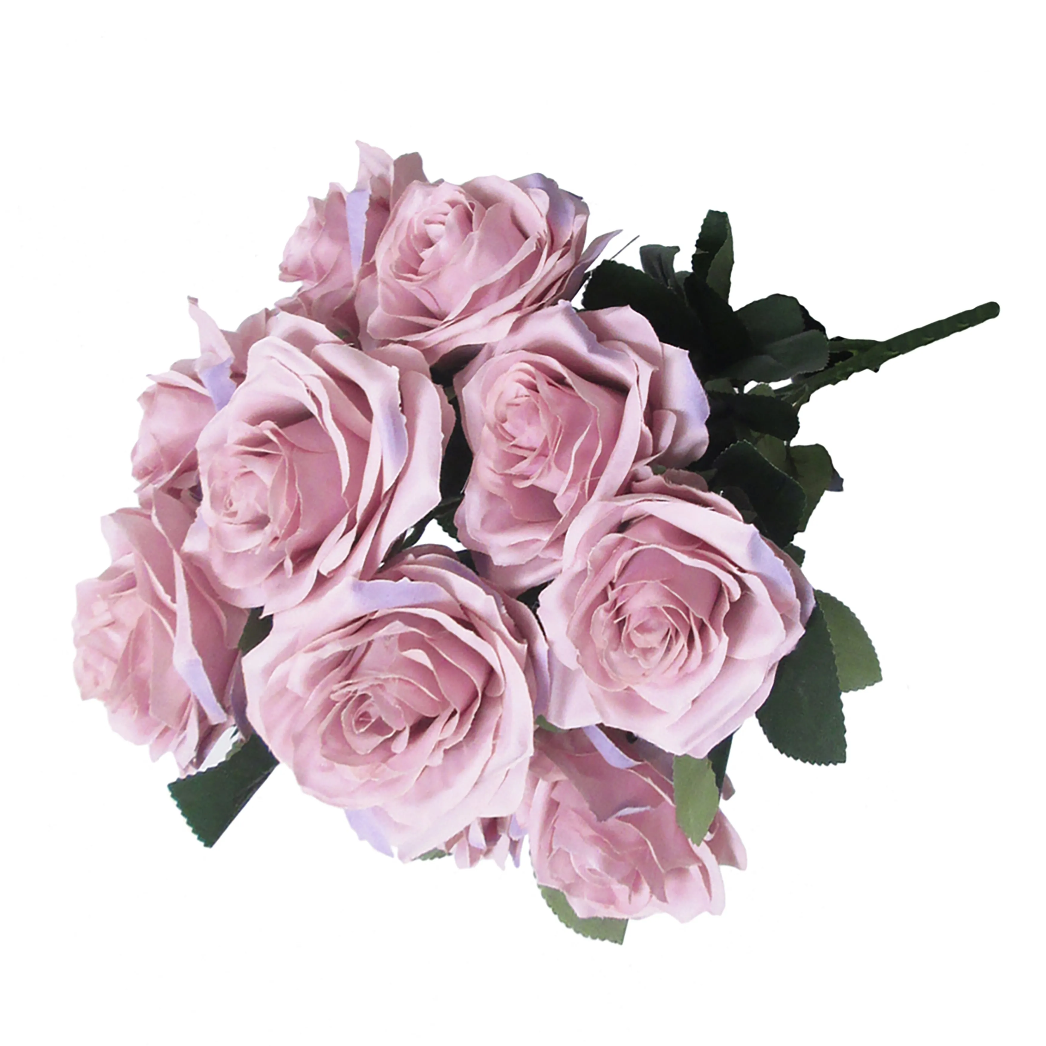 Set of 2 Artificial Queen Rose Flower Stem Bush Bouquet 18in