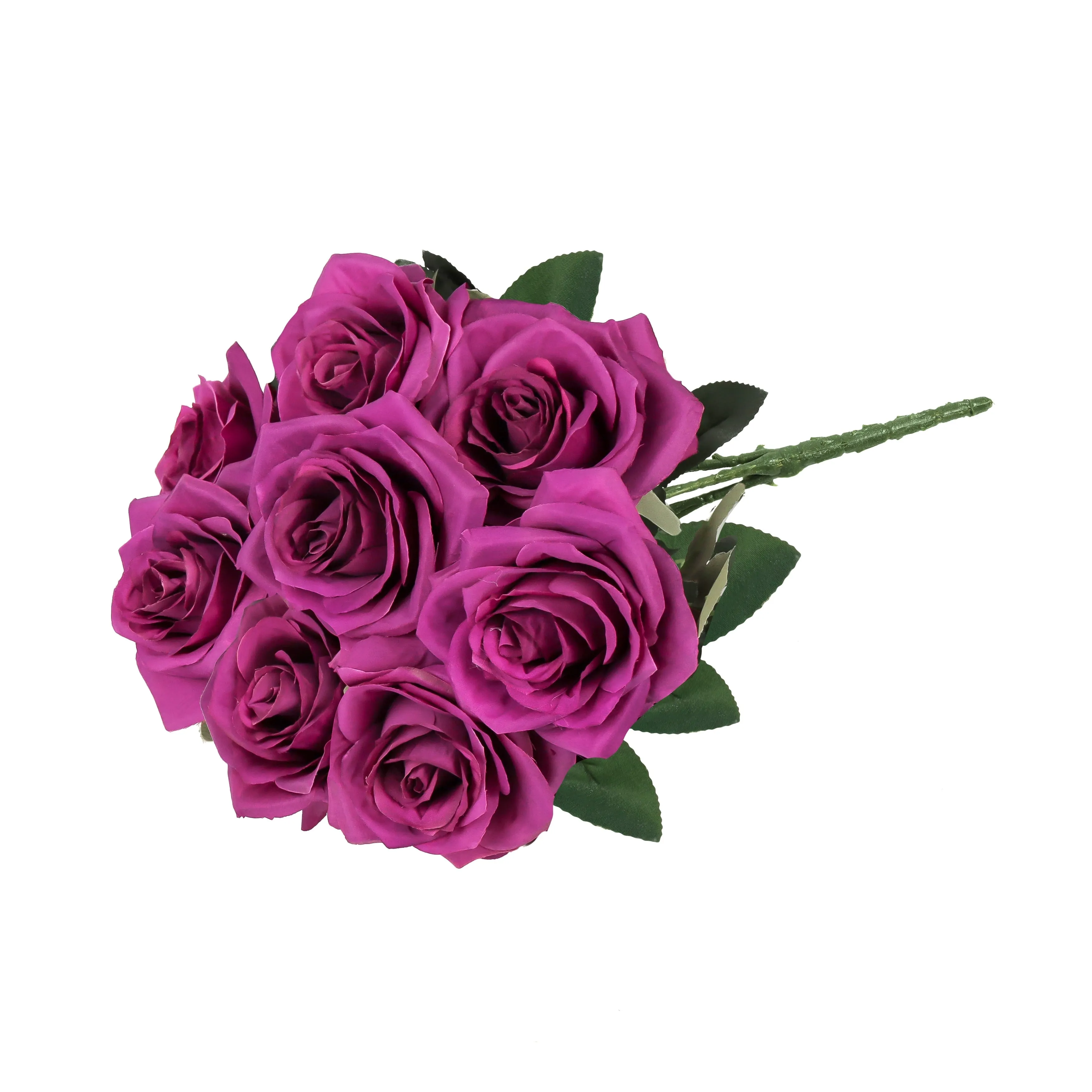 Set of 2 Artificial Queen Rose Flower Stem Bush Bouquet 18in