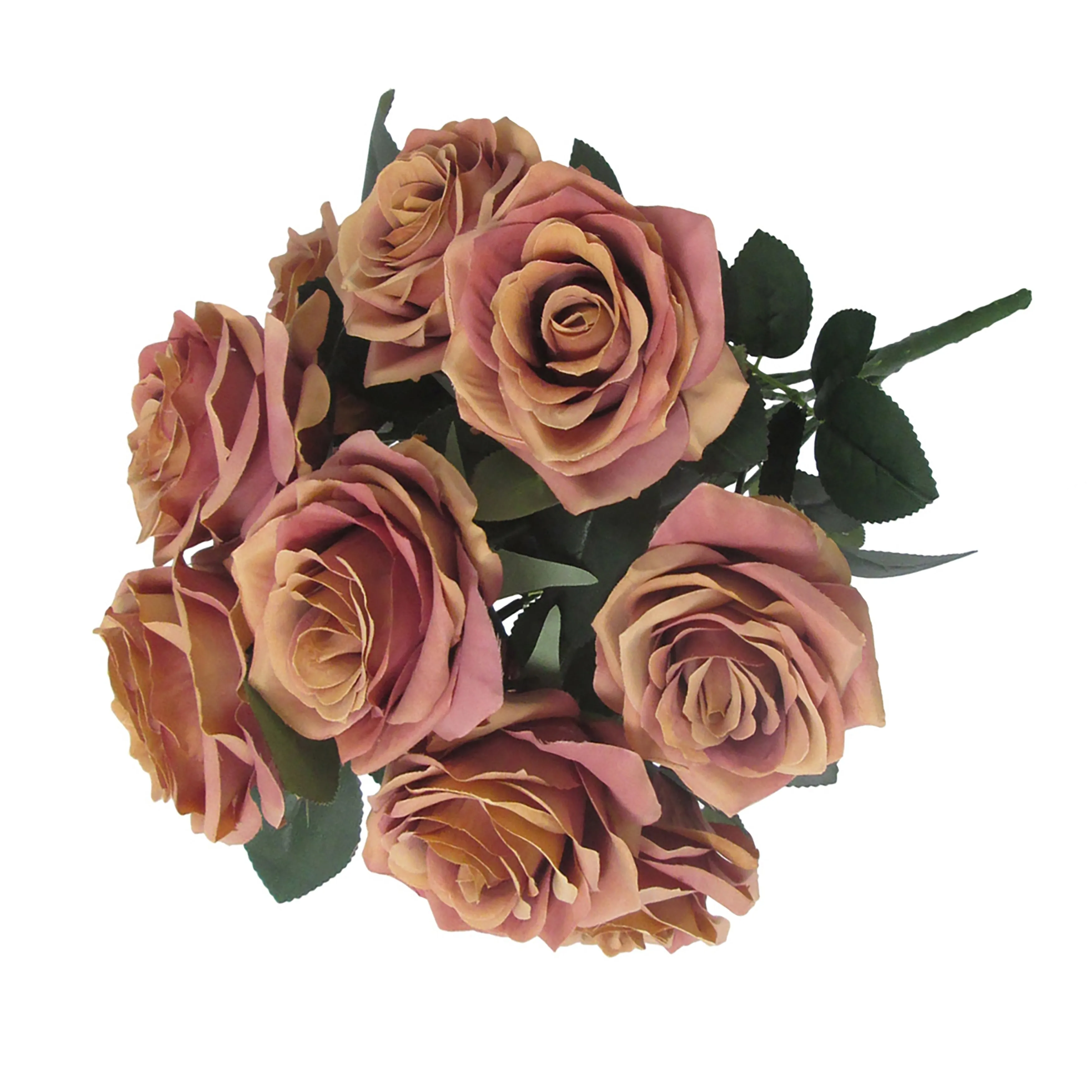 Set of 2 Artificial Queen Rose Flower Stem Bush Bouquet 18in