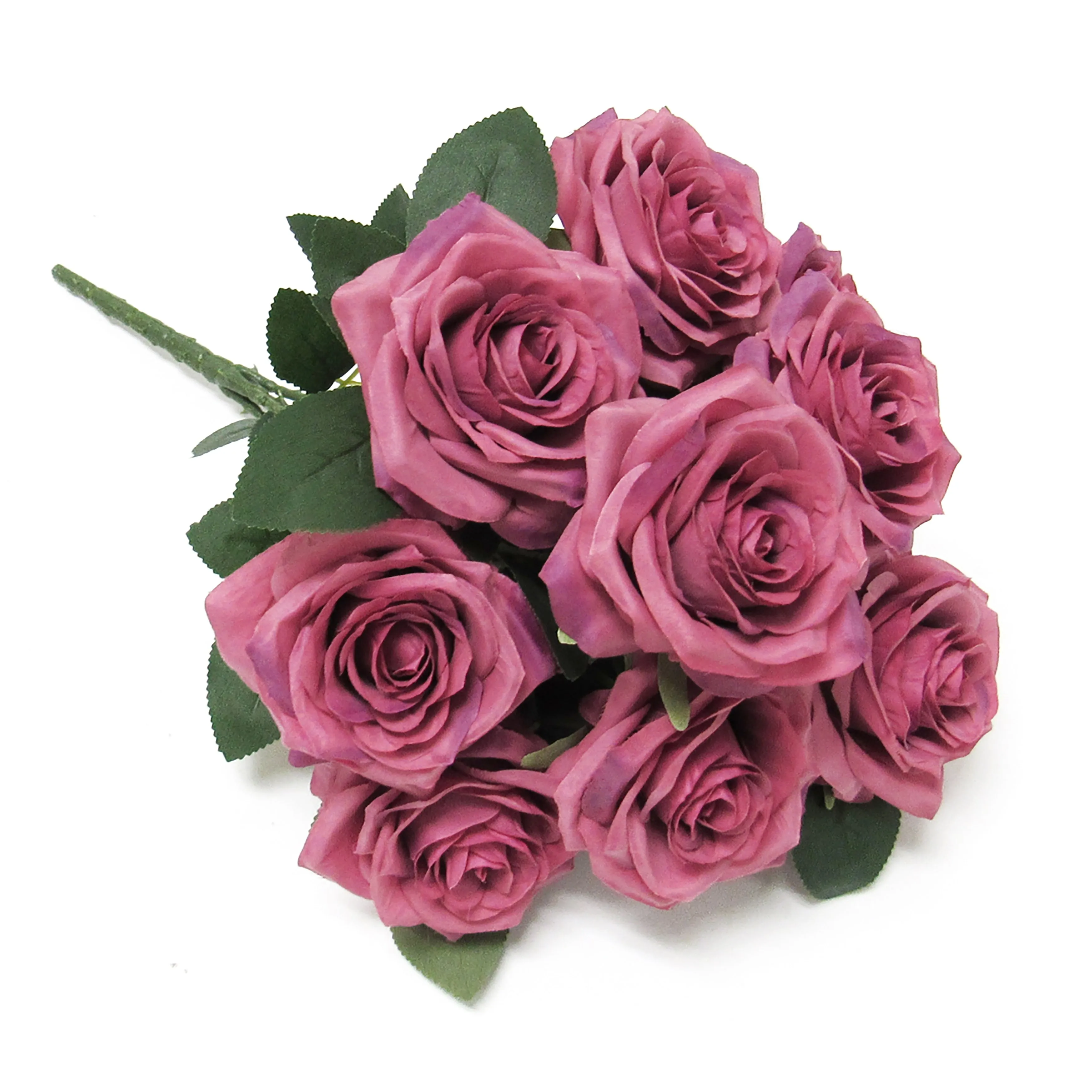 Set of 2 Artificial Queen Rose Flower Stem Bush Bouquet 18in