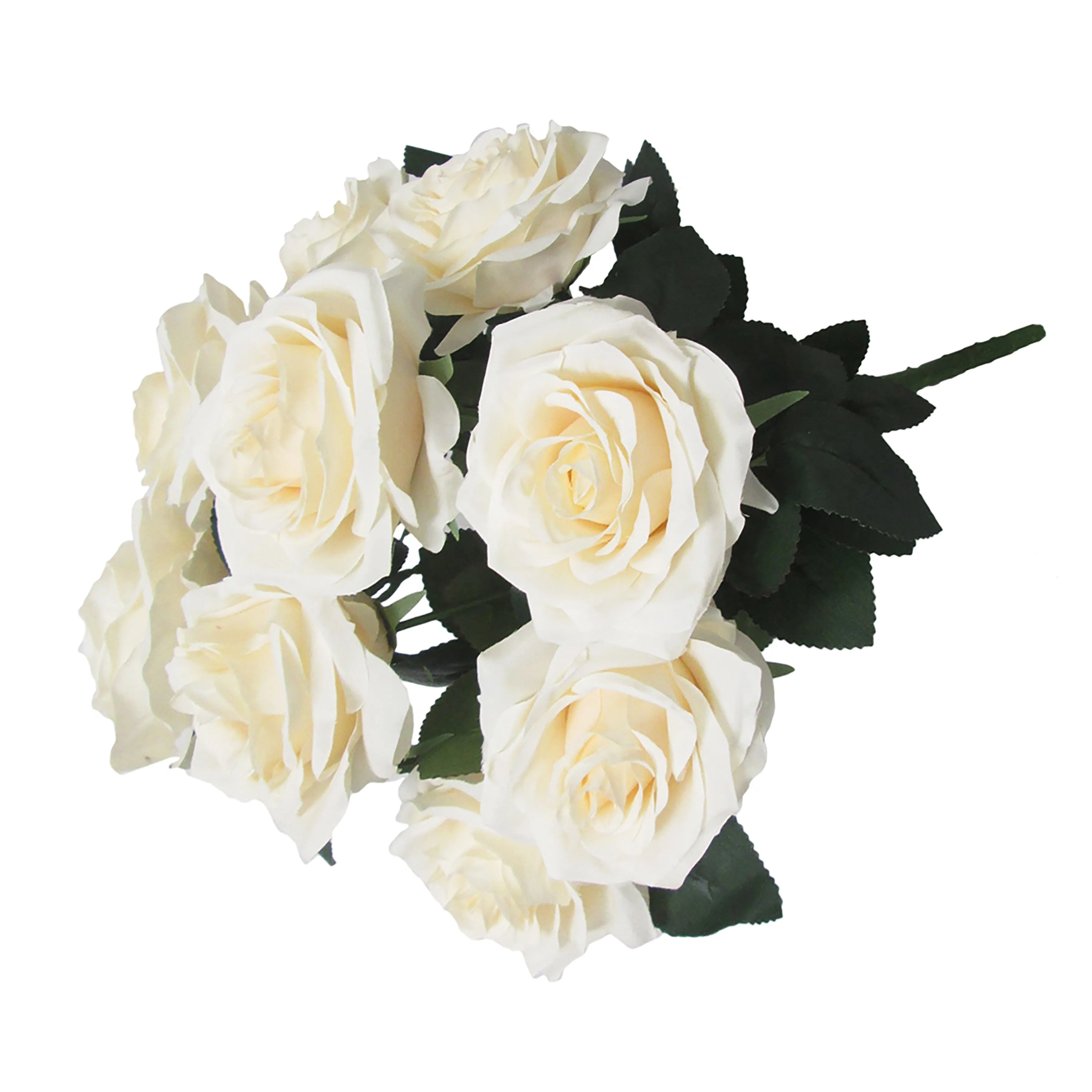 Set of 2 Artificial Queen Rose Flower Stem Bush Bouquet 18in