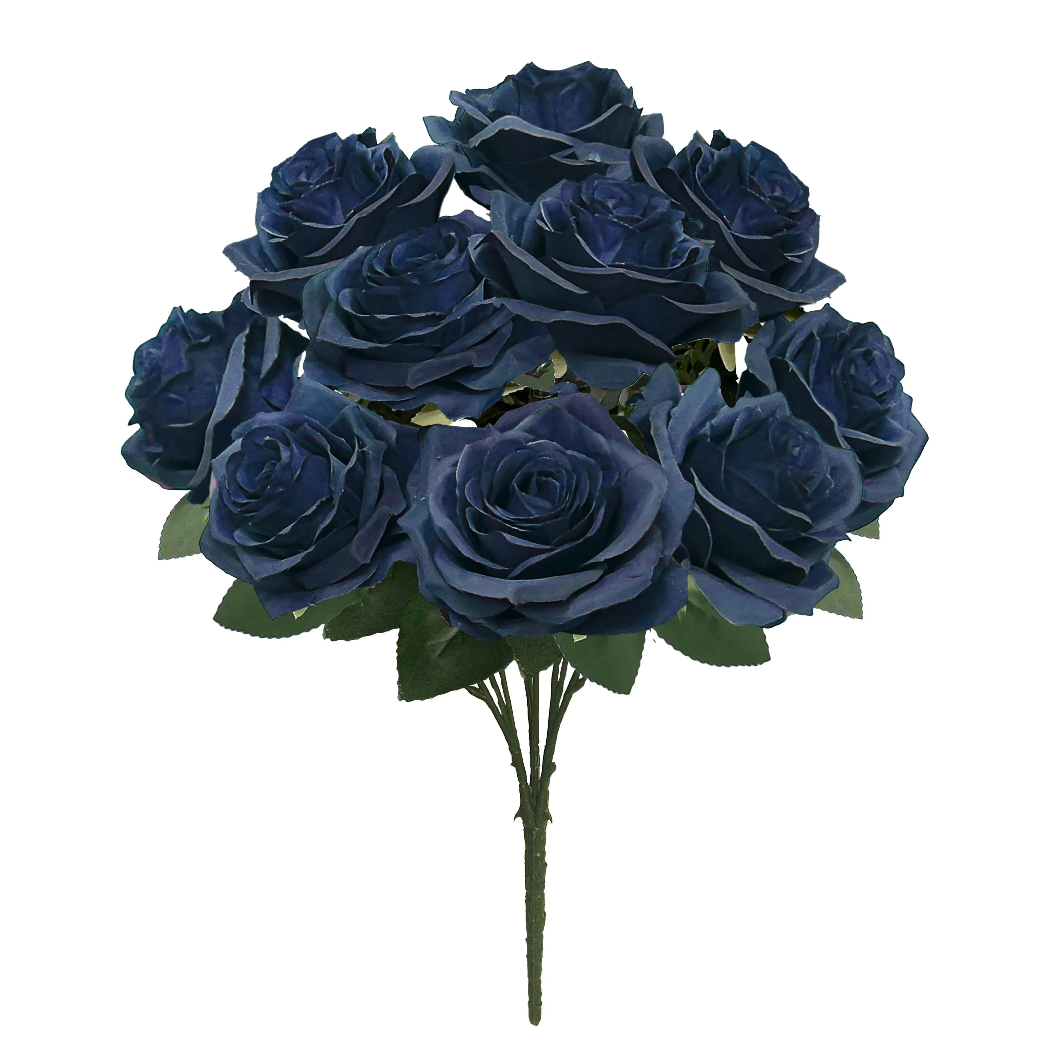 Set of 2 Artificial Queen Rose Flower Stem Bush Bouquet 18in