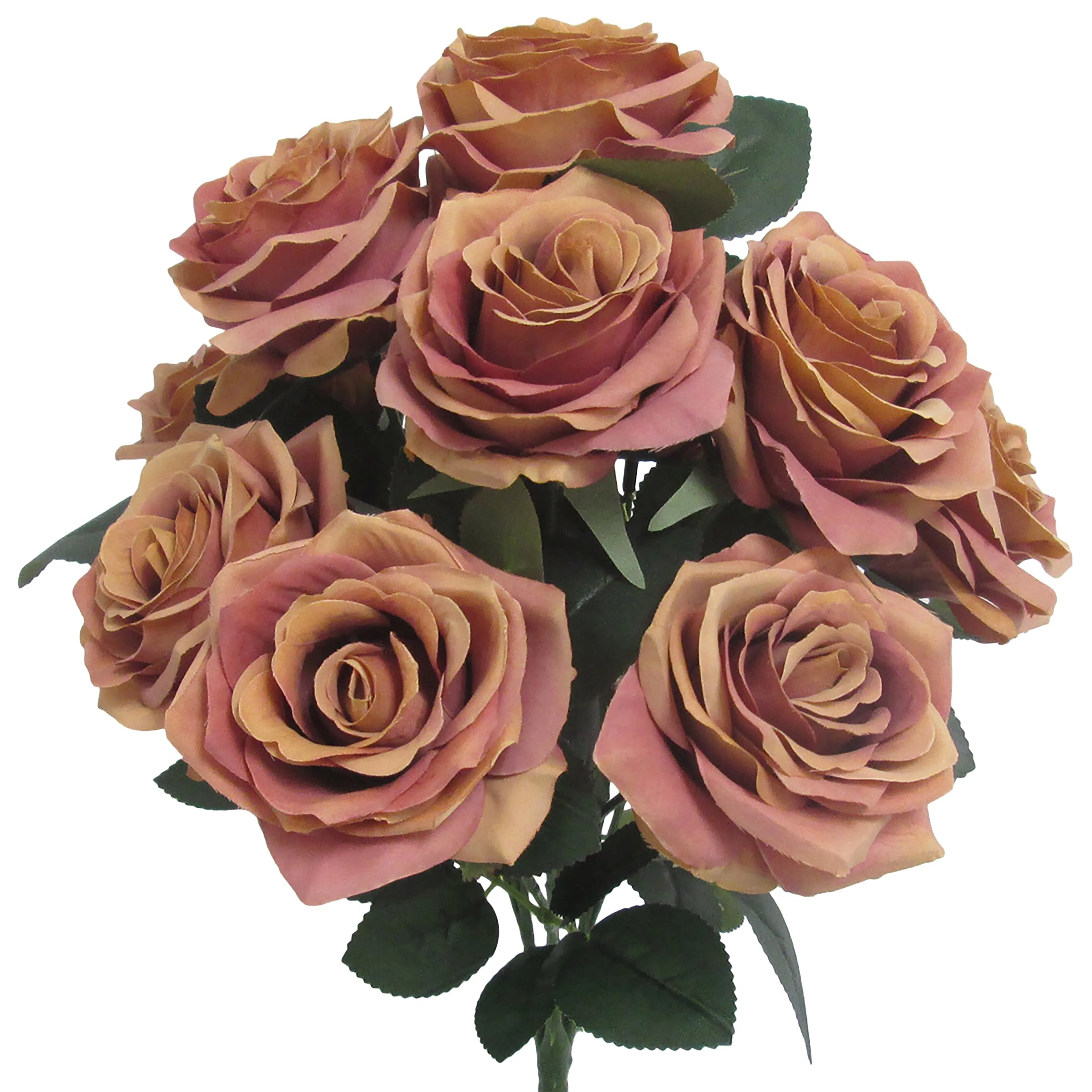 Set of 2 Artificial Queen Rose Flower Stem Bush Bouquet 18in