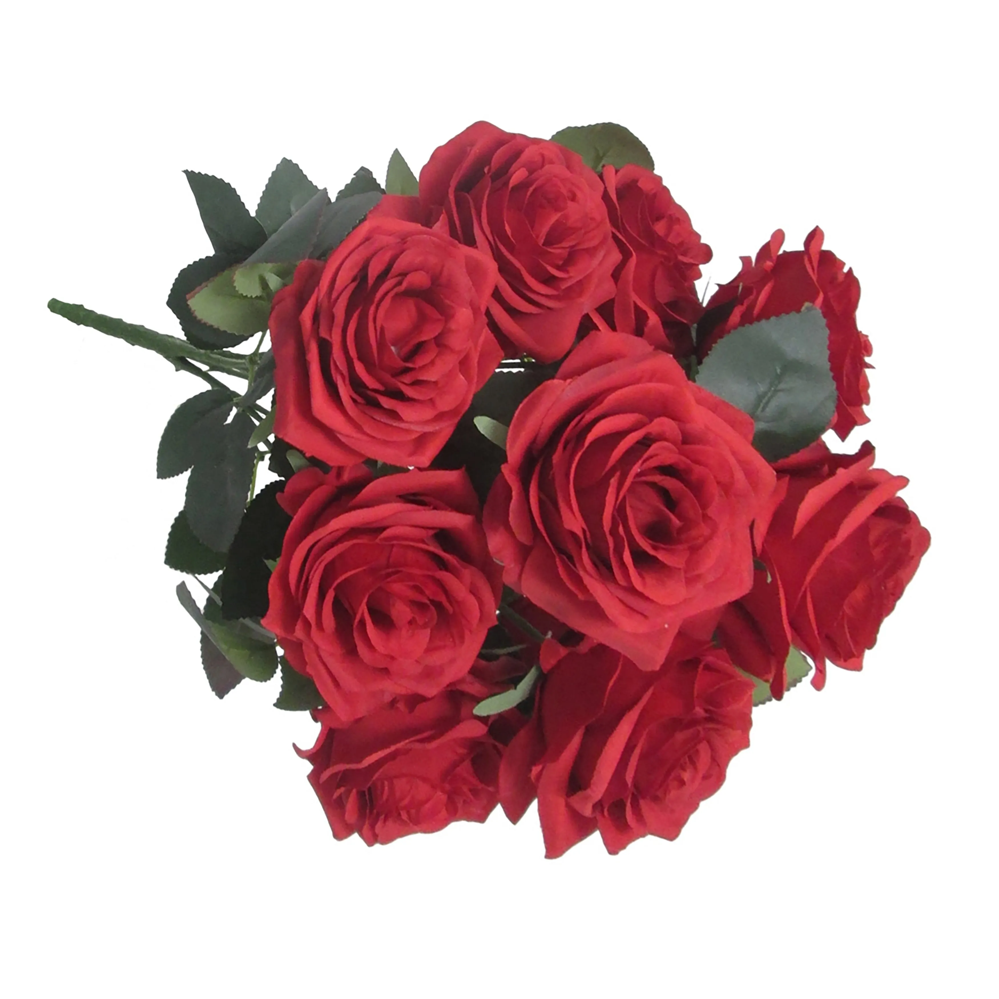 Set of 2 Artificial Queen Rose Flower Stem Bush Bouquet 18in