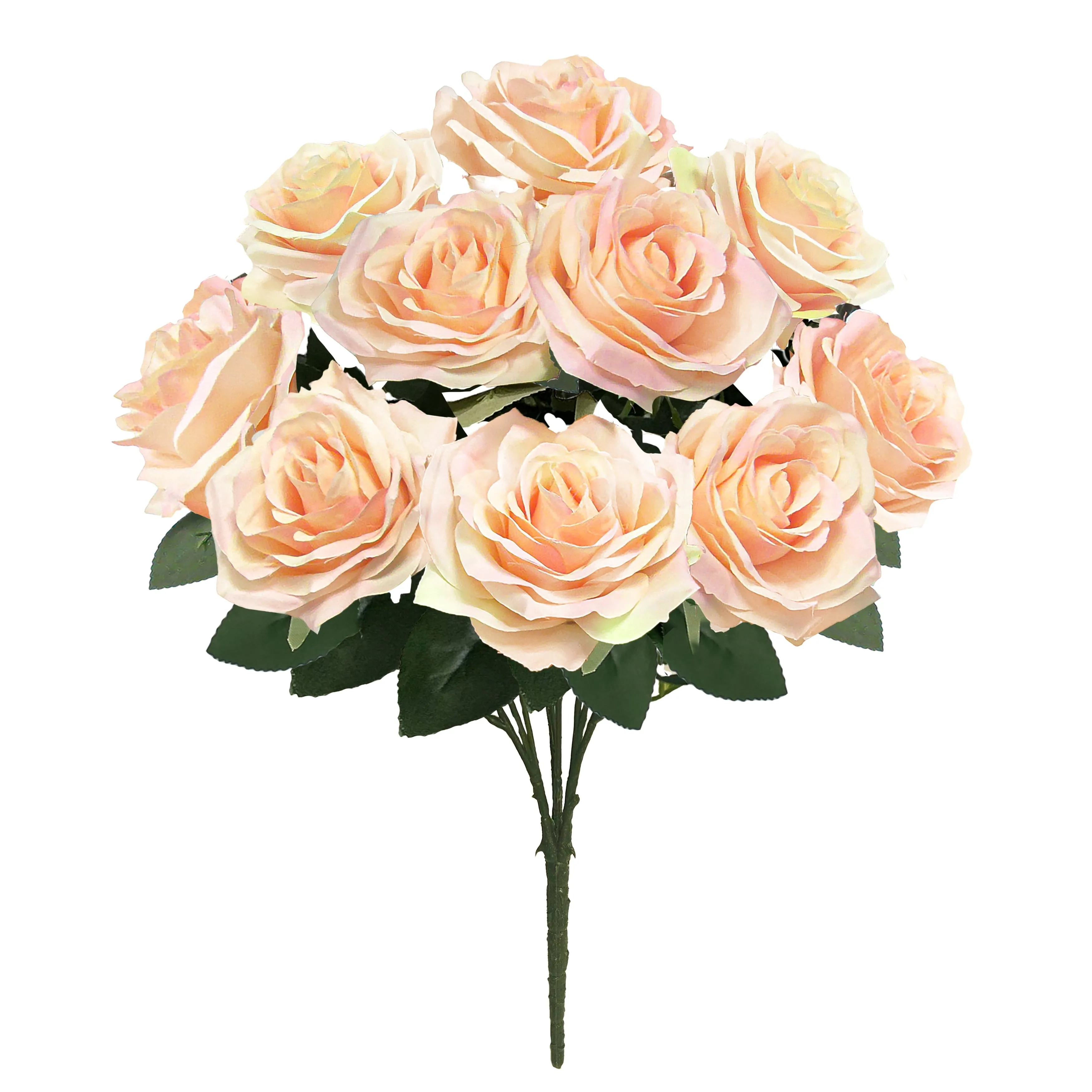 Set of 2 Artificial Queen Rose Flower Stem Bush Bouquet 18in