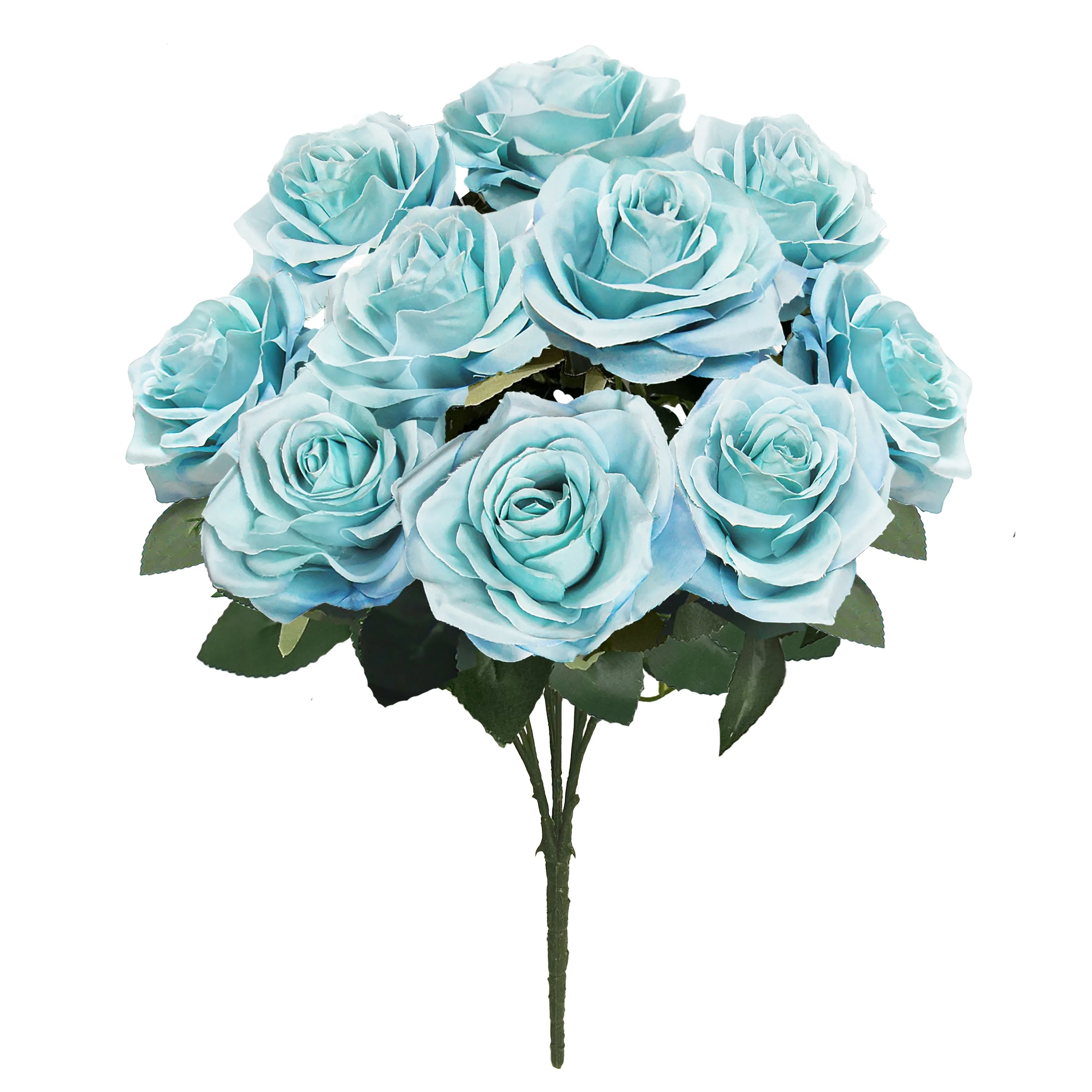 Set of 2 Artificial Queen Rose Flower Stem Bush Bouquet 18in