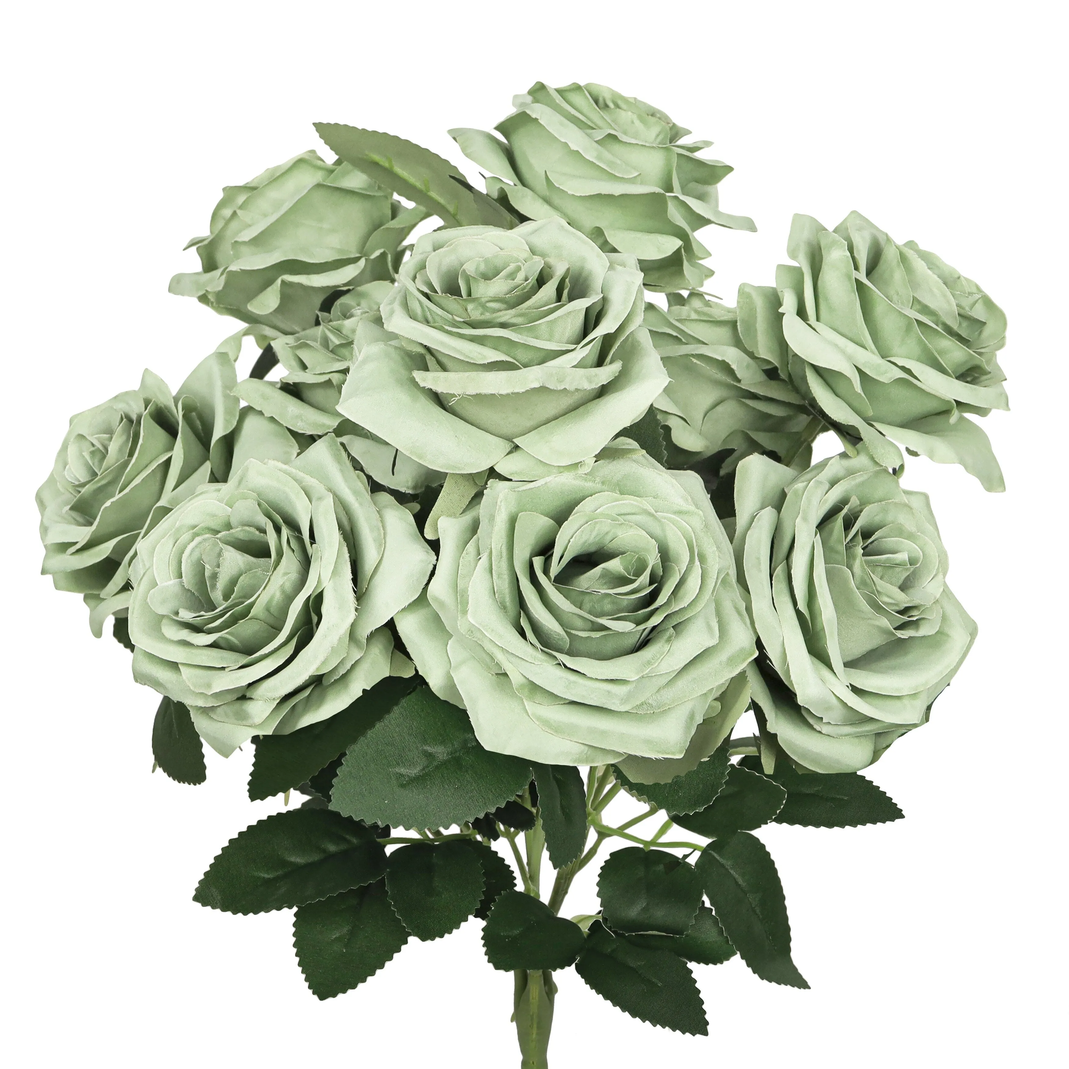 Set of 2 Artificial Queen Rose Flower Stem Bush Bouquet 18in