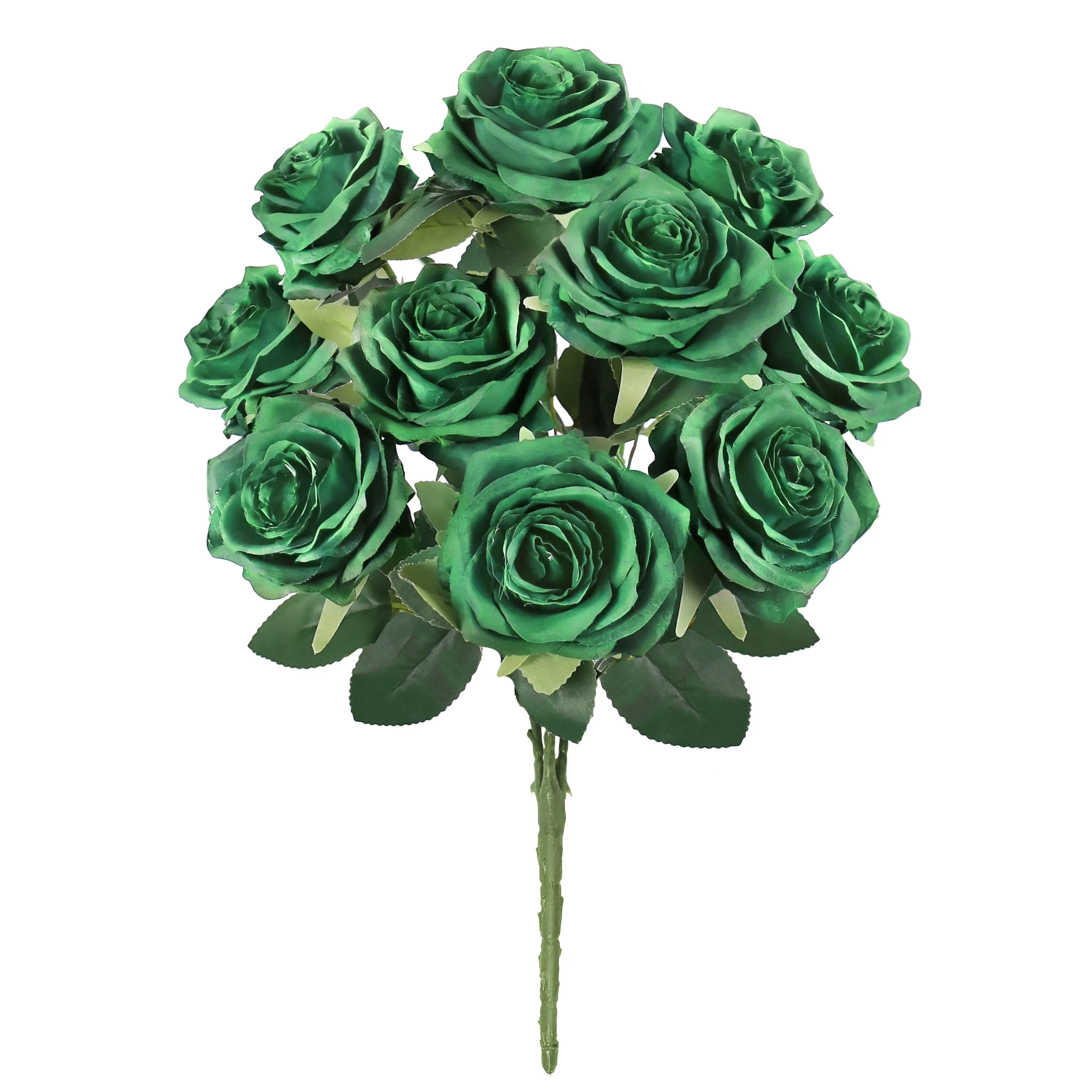 Set of 2 Artificial Queen Rose Flower Stem Bush Bouquet 18in