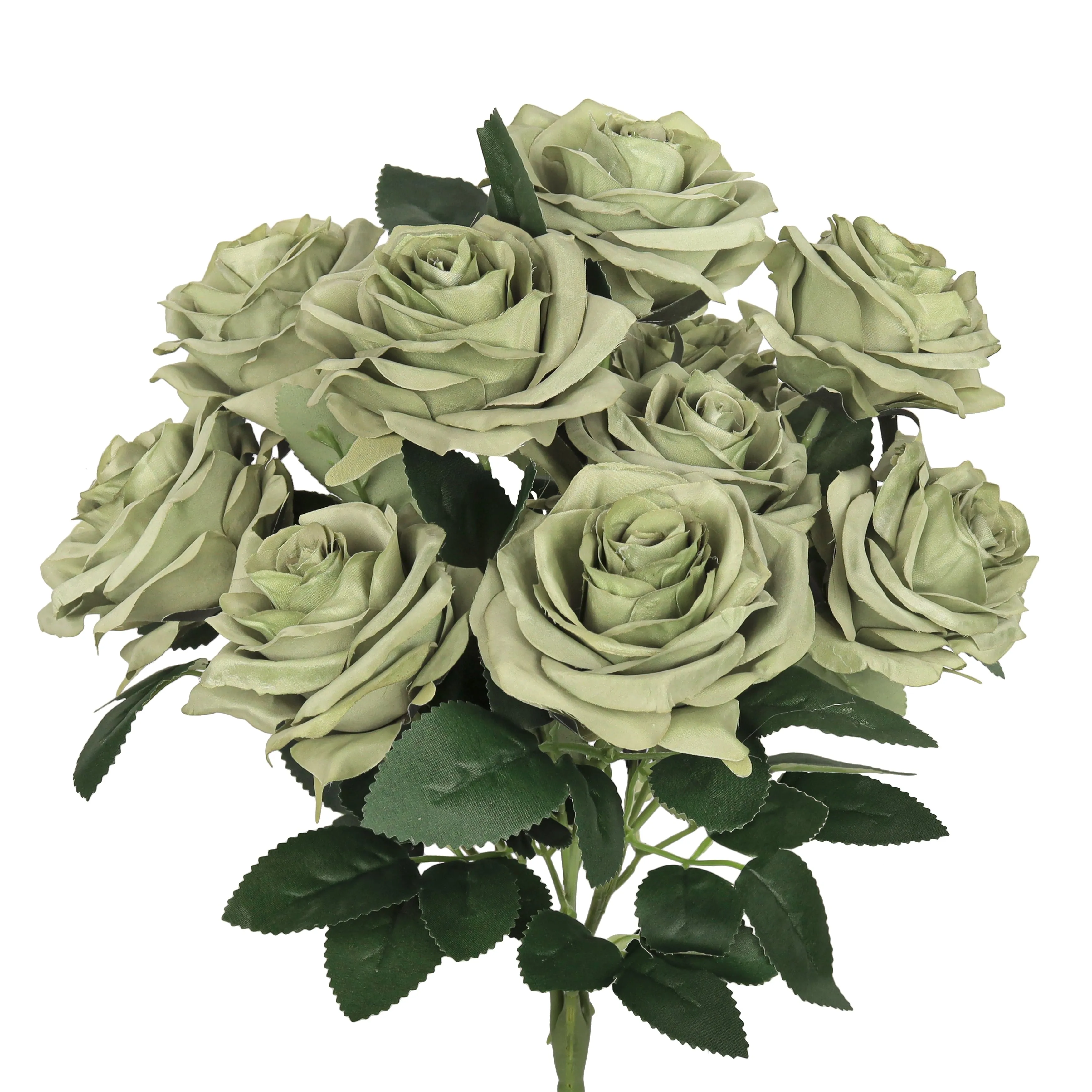 Set of 2 Artificial Queen Rose Flower Stem Bush Bouquet 18in