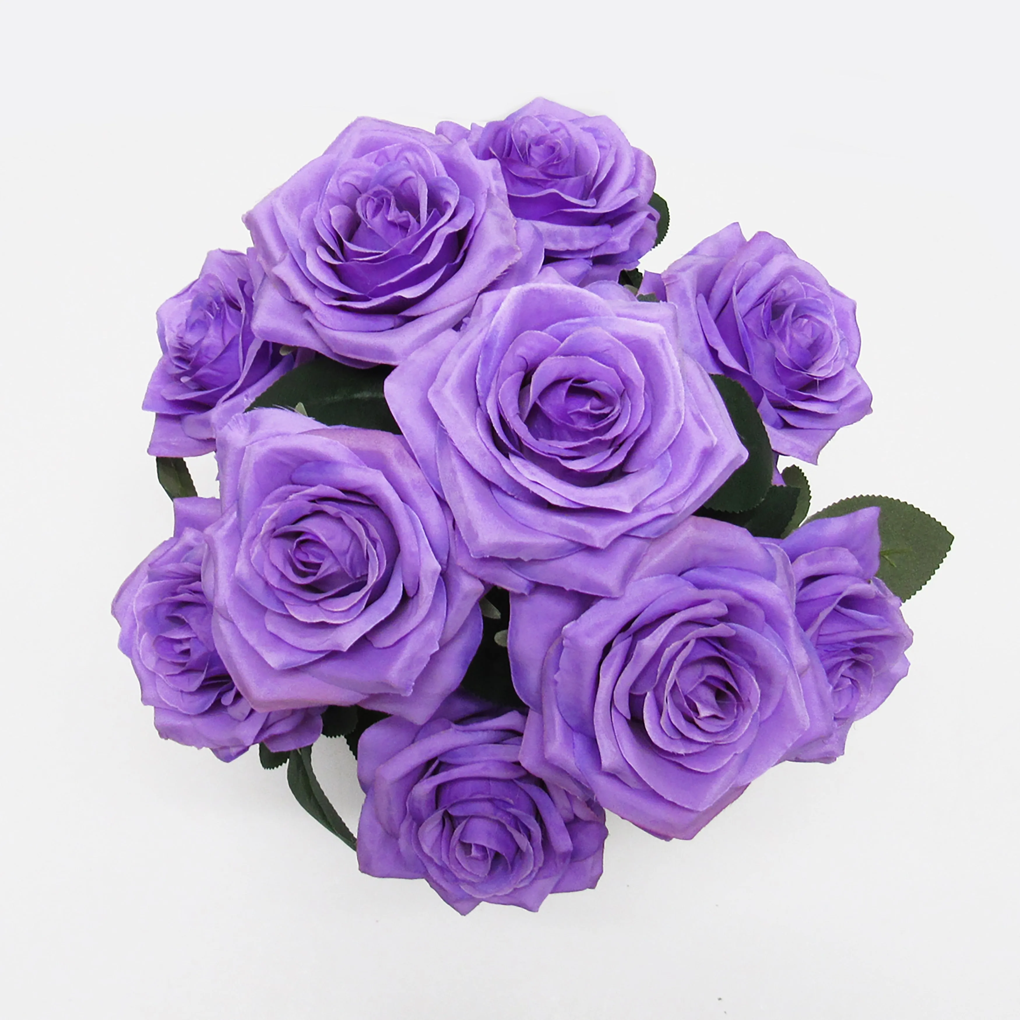 Set of 2 Artificial Queen Rose Flower Stem Bush Bouquet 18in