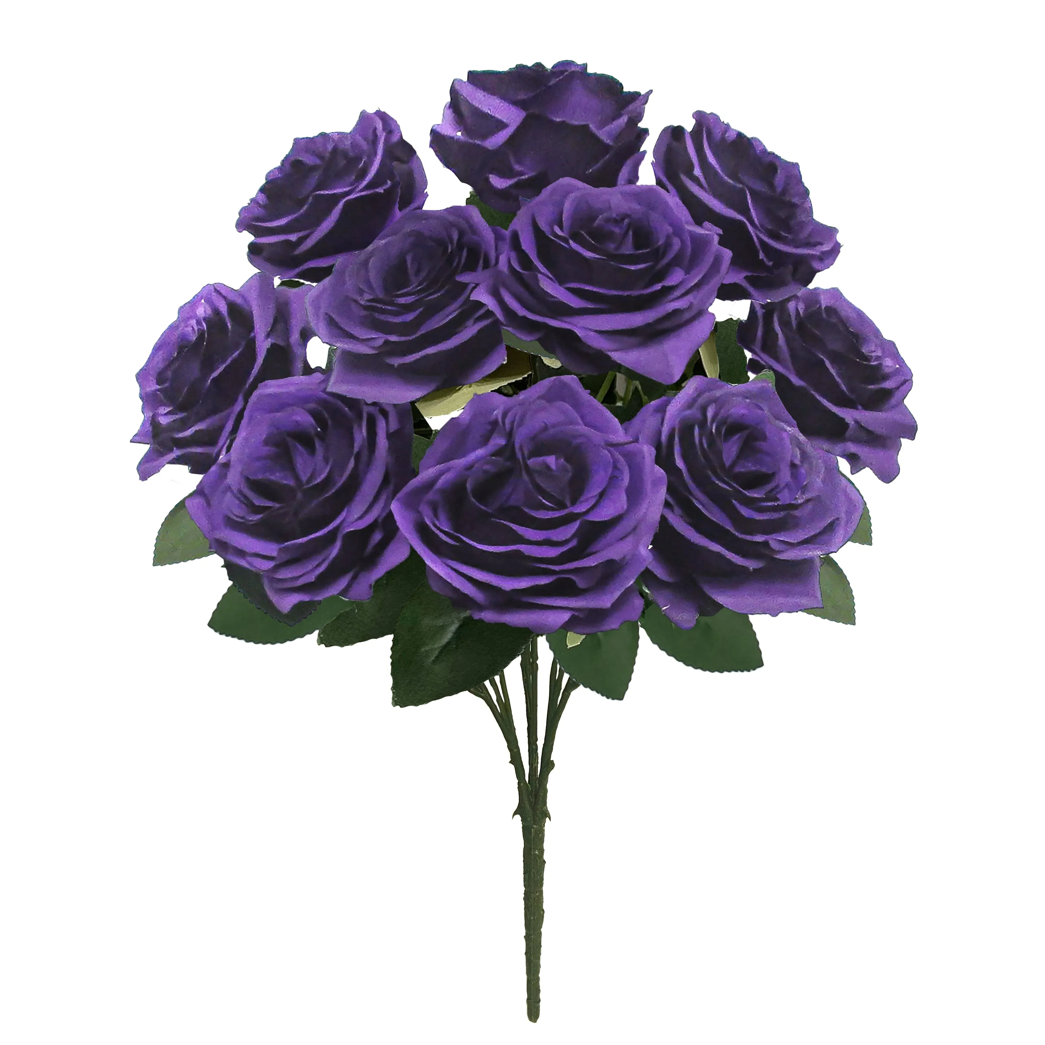 Set of 2 Artificial Queen Rose Flower Stem Bush Bouquet 18in