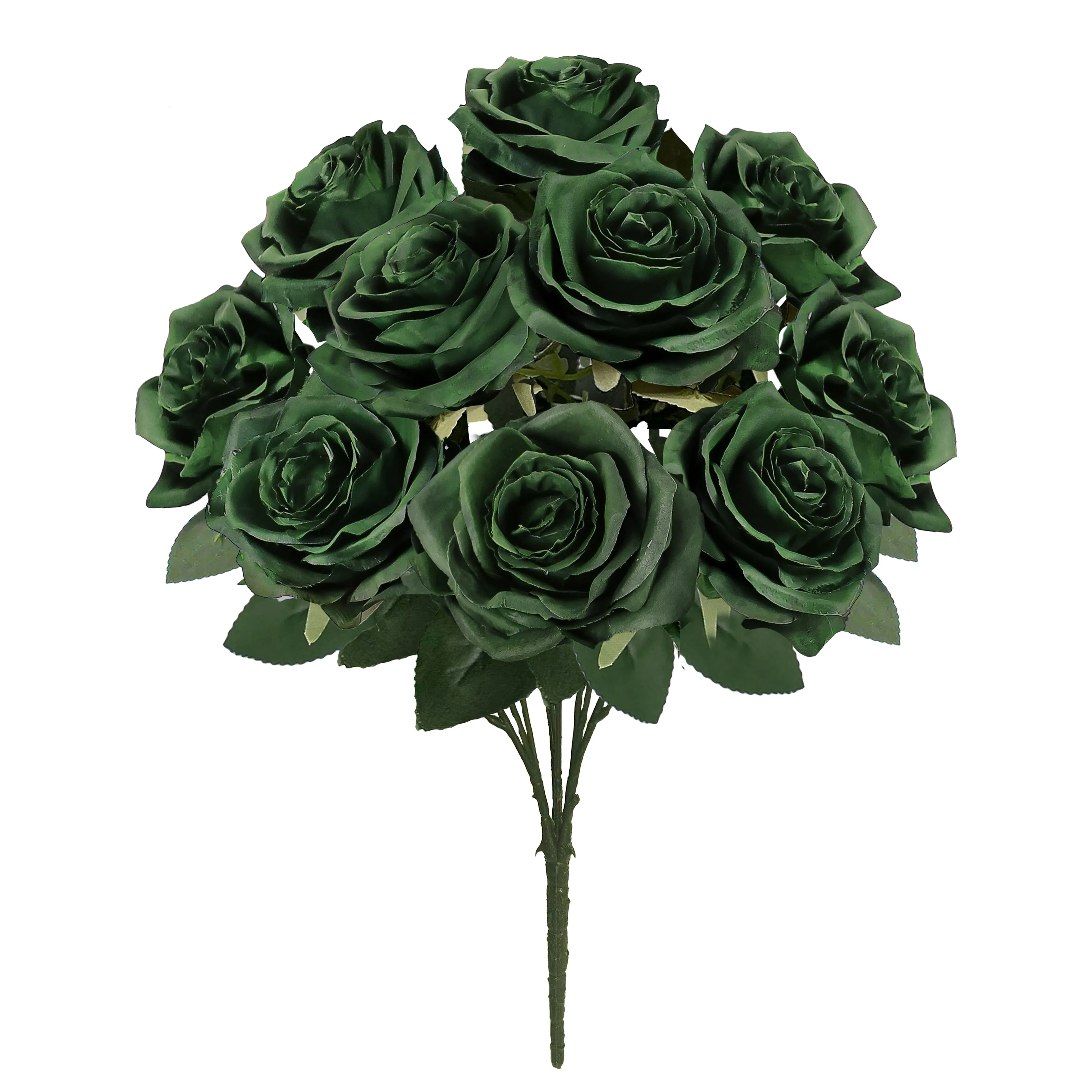 Set of 2 Artificial Queen Rose Flower Stem Bush Bouquet 18in