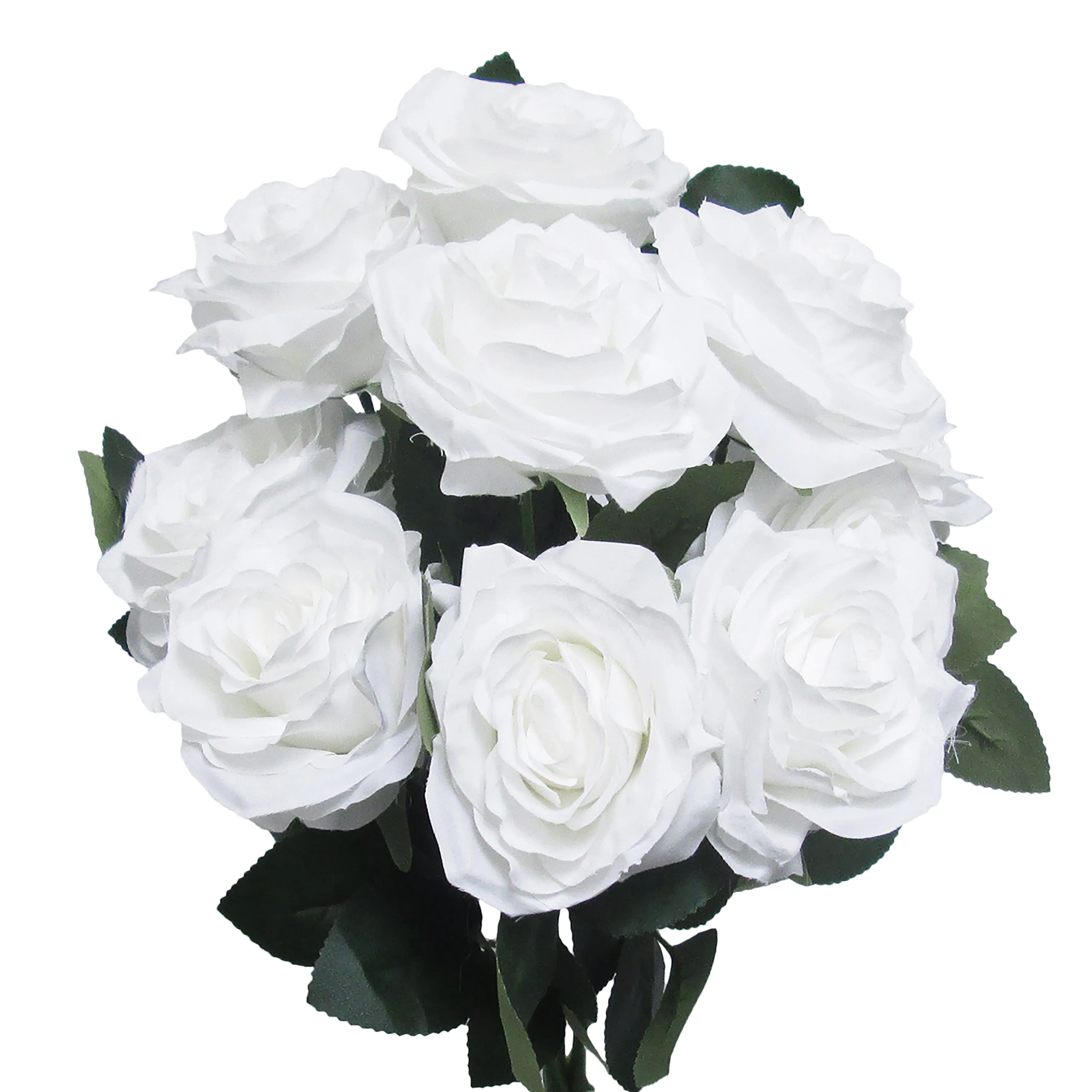 Set of 2 Artificial Queen Rose Flower Stem Bush Bouquet 18in