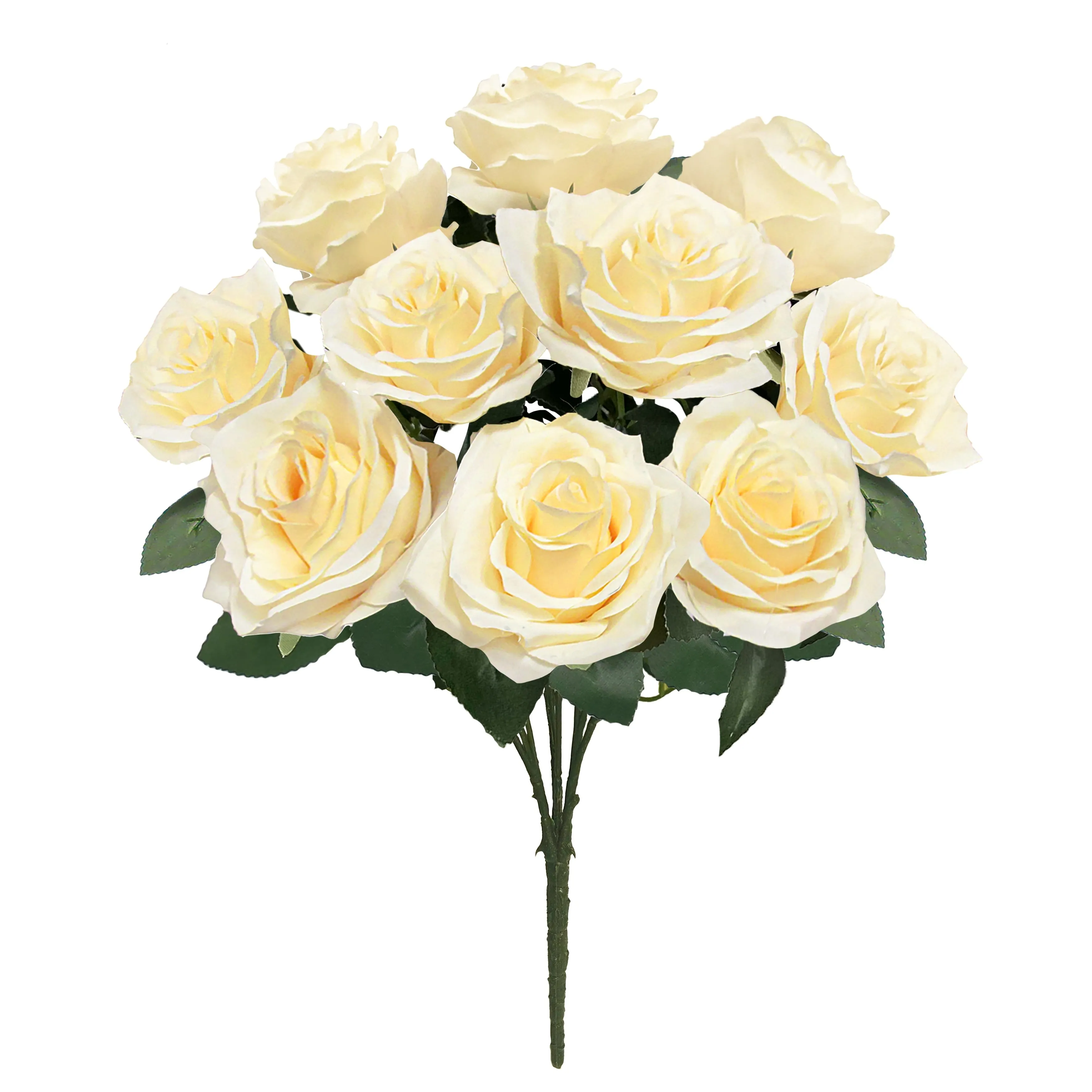 Set of 2 Artificial Queen Rose Flower Stem Bush Bouquet 18in