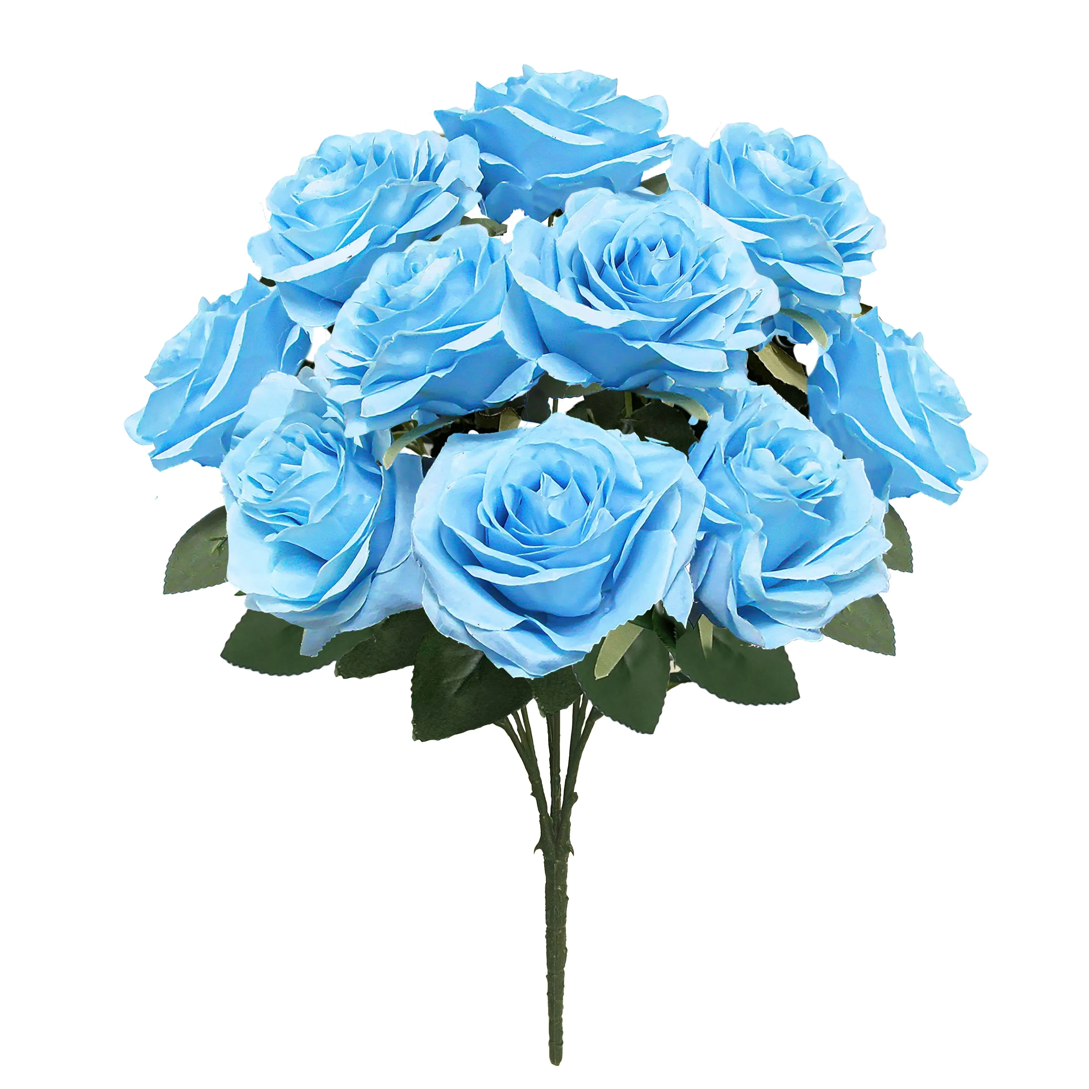 Set of 2 Artificial Queen Rose Flower Stem Bush Bouquet 18in