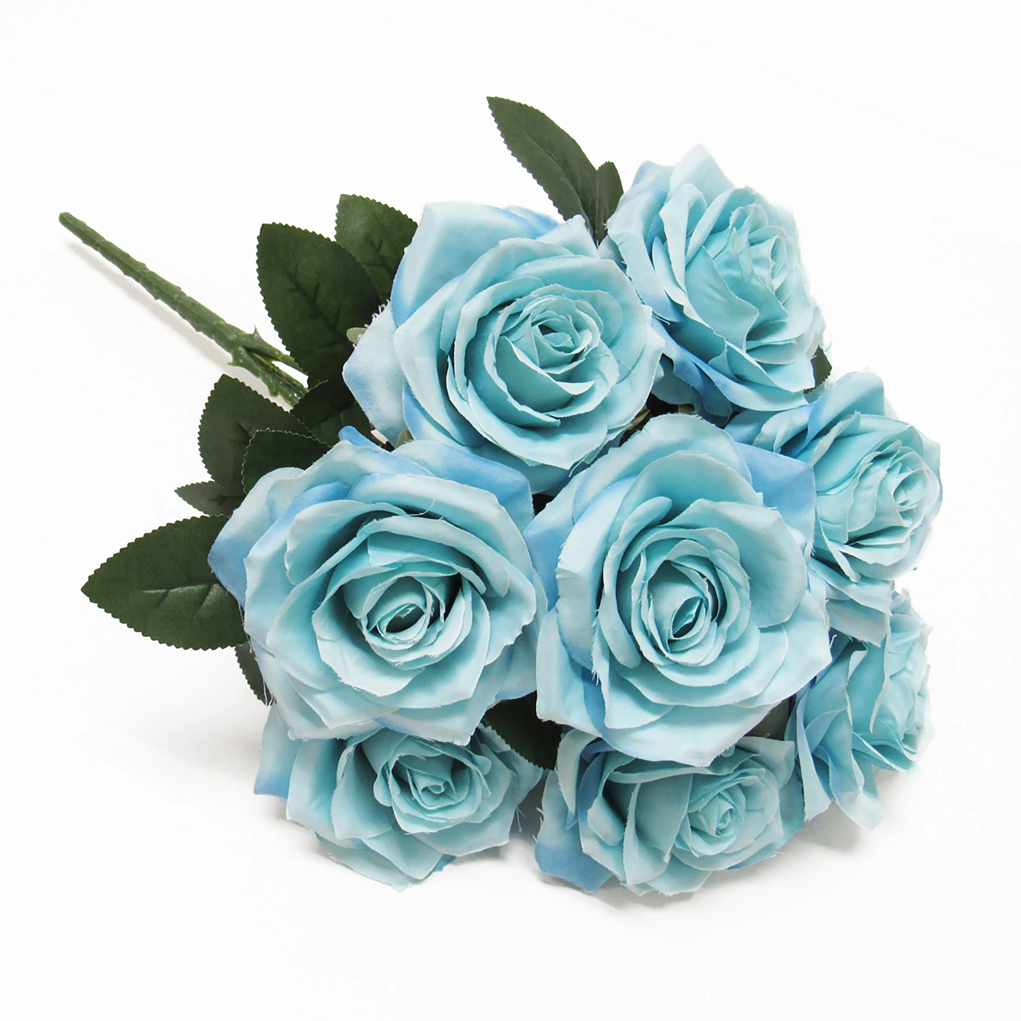 Set of 2 Artificial Queen Rose Flower Stem Bush Bouquet 18in