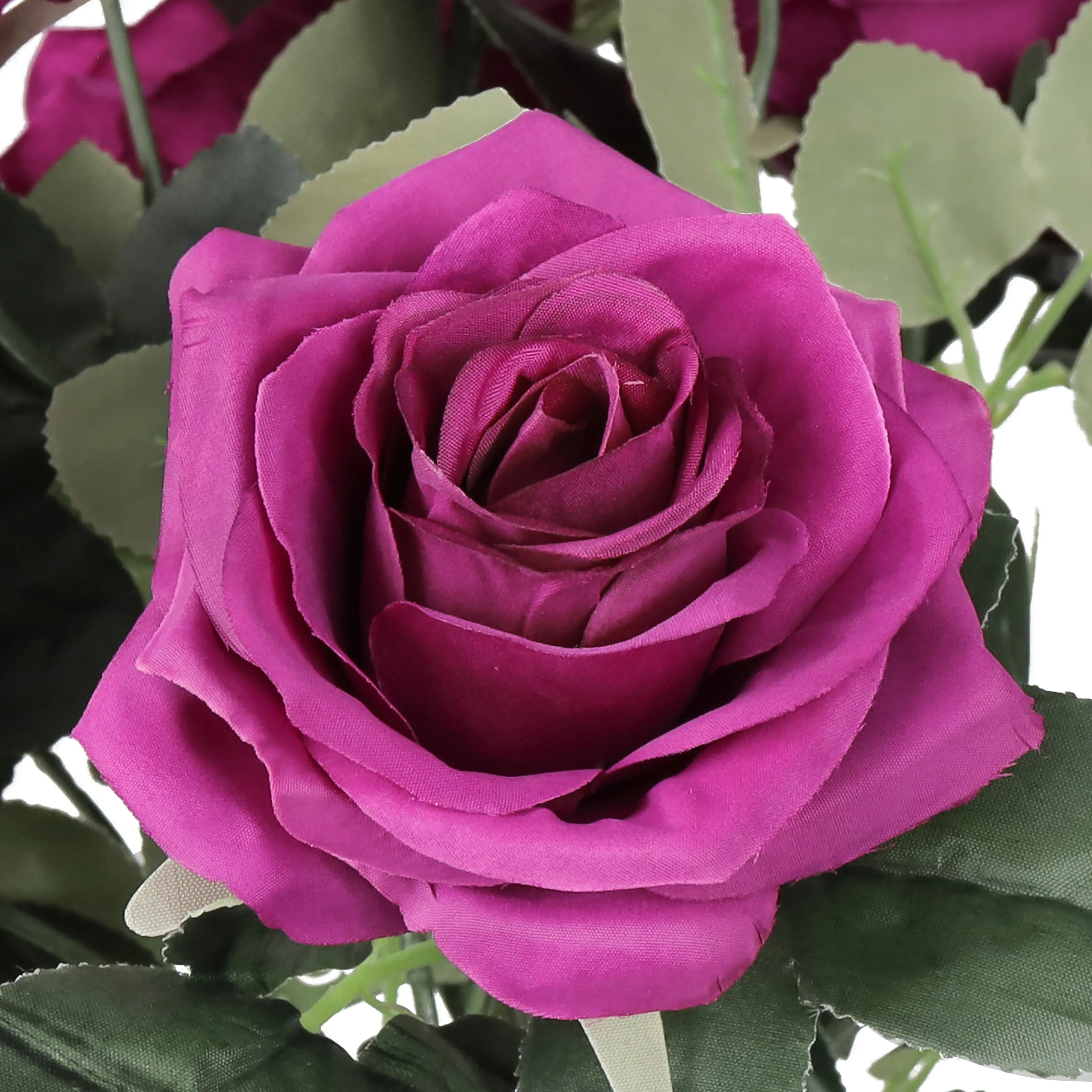 Set of 2 Artificial Queen Rose Flower Stem Bush Bouquet 18in