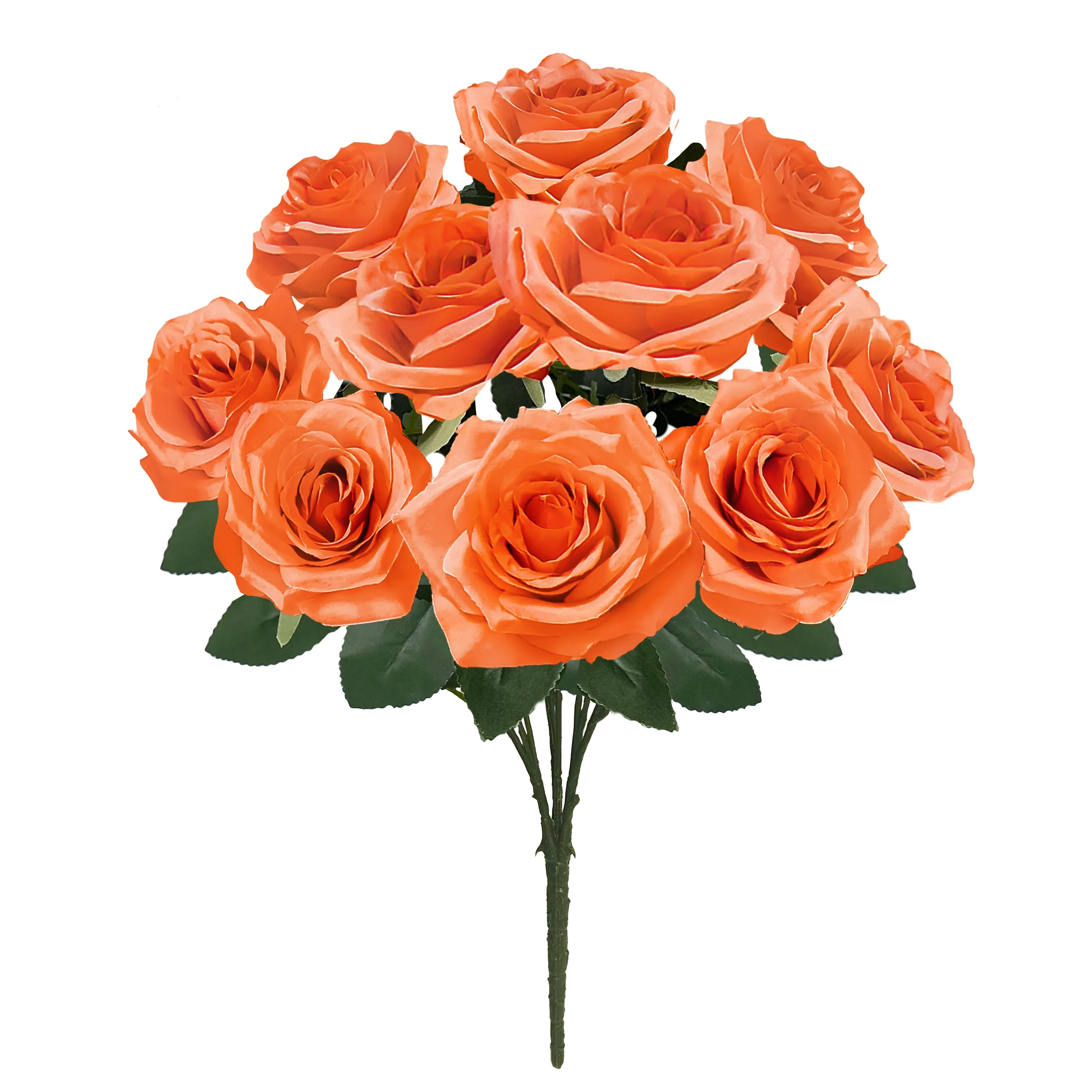 Set of 2 Artificial Queen Rose Flower Stem Bush Bouquet 18in