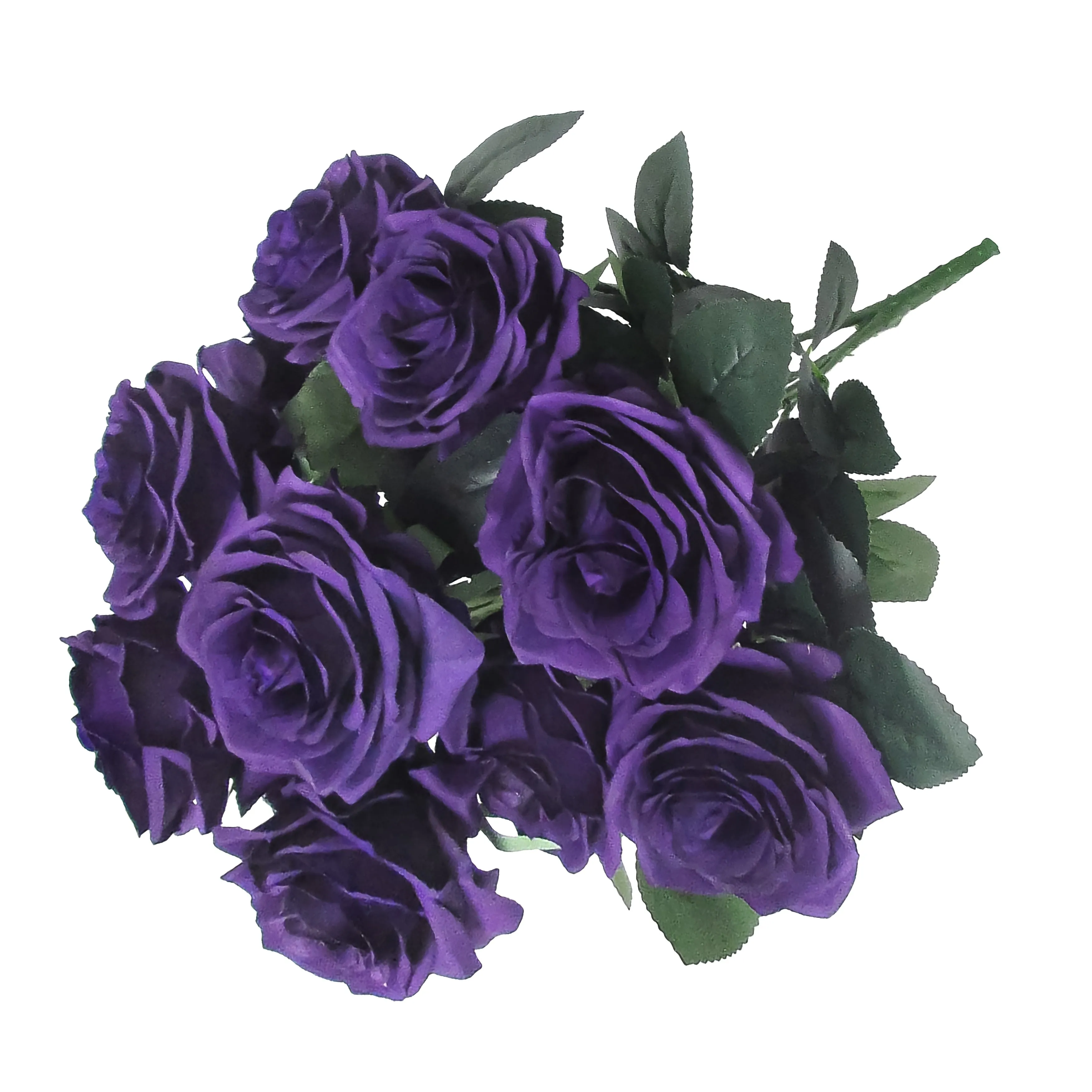 Set of 2 Artificial Queen Rose Flower Stem Bush Bouquet 18in