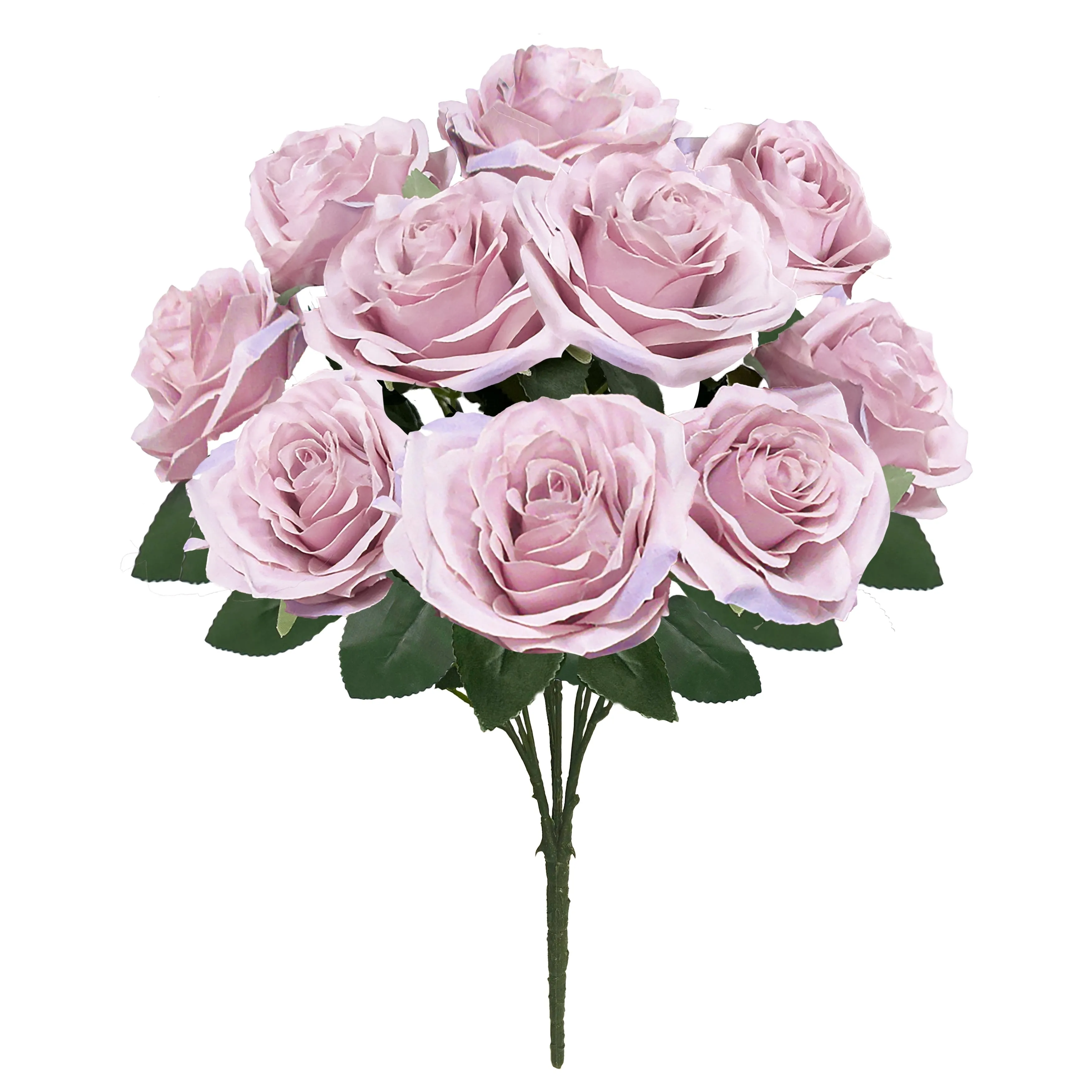 Set of 2 Artificial Queen Rose Flower Stem Bush Bouquet 18in