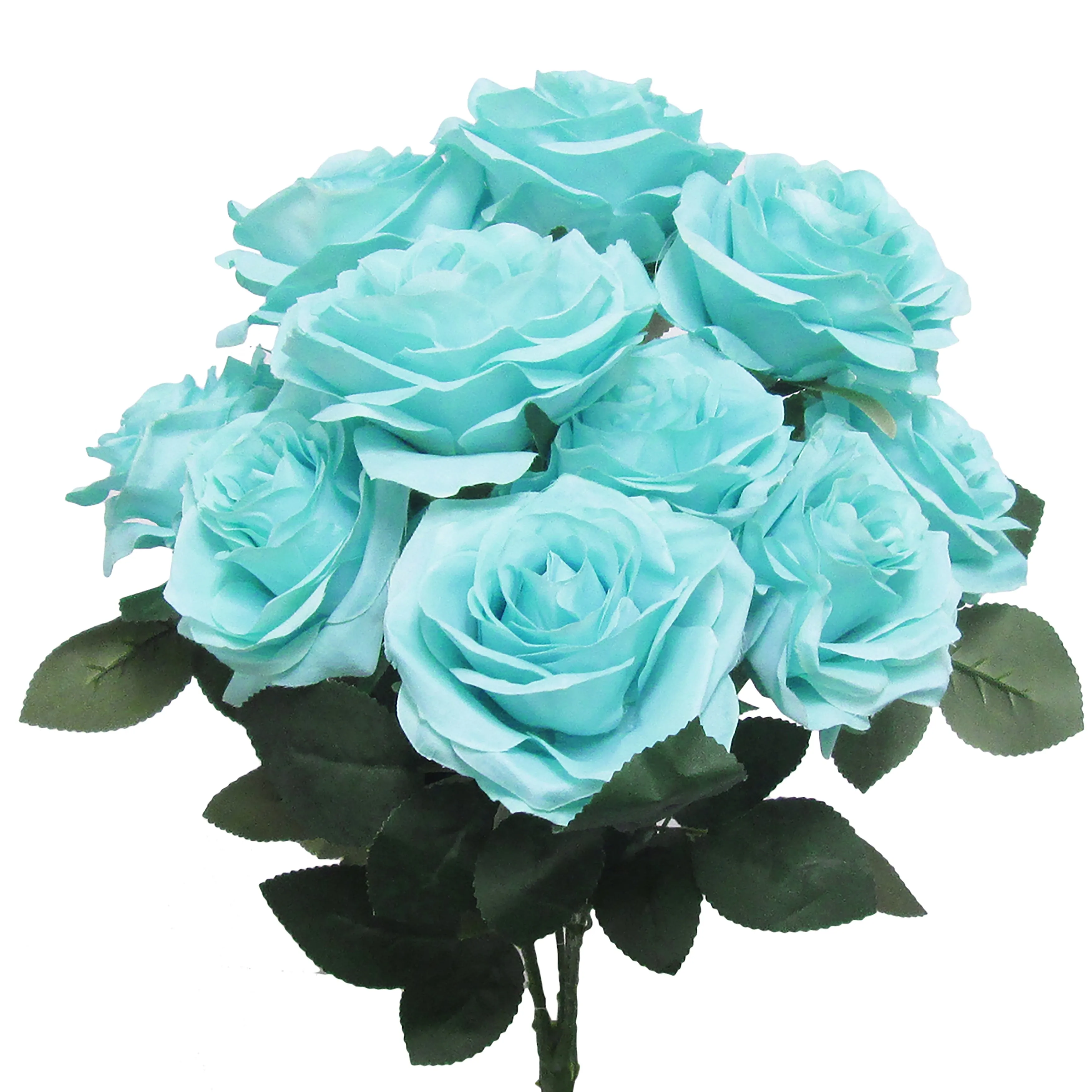 Set of 2 Artificial Queen Rose Flower Stem Bush Bouquet 18in