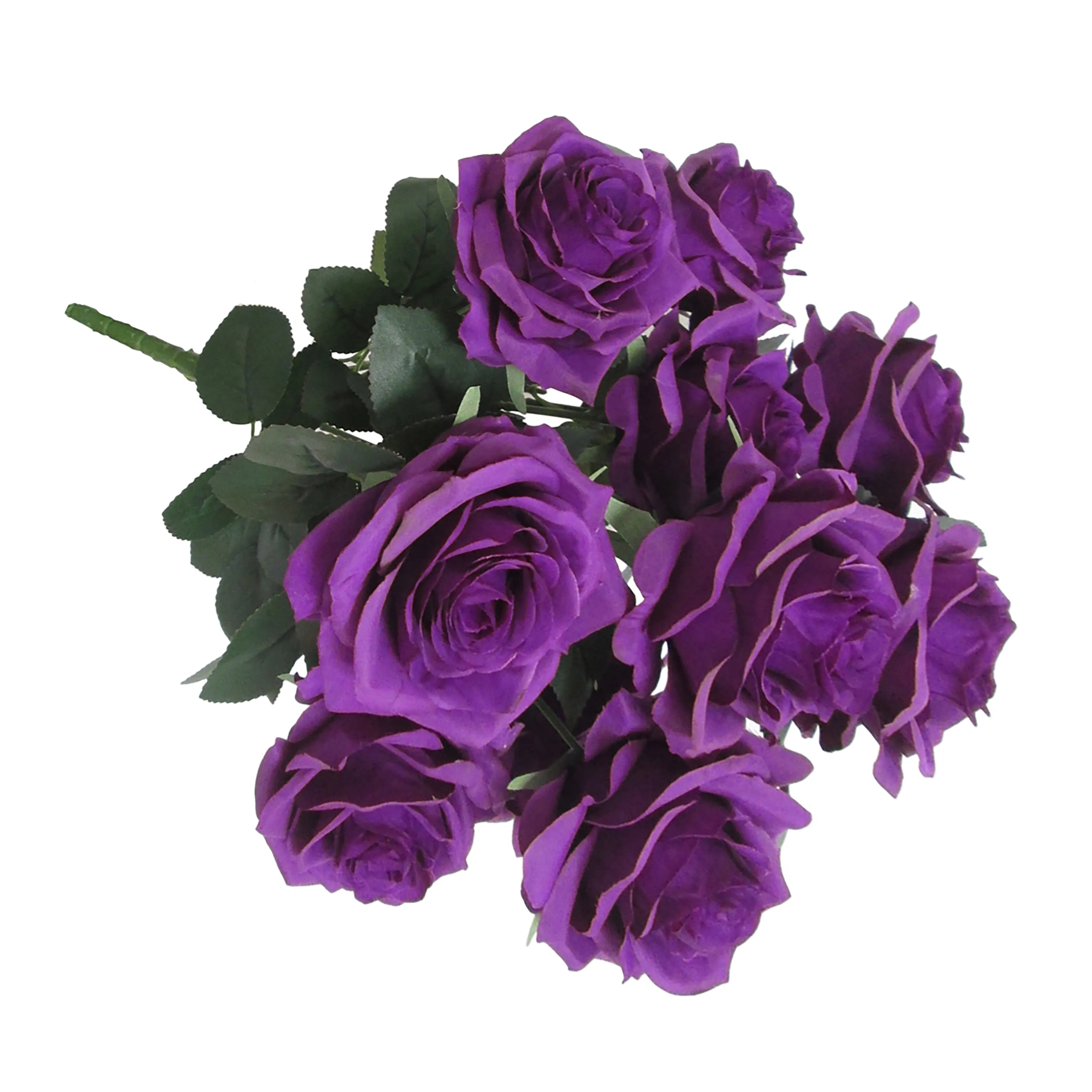 Set of 2 Artificial Queen Rose Flower Stem Bush Bouquet 18in