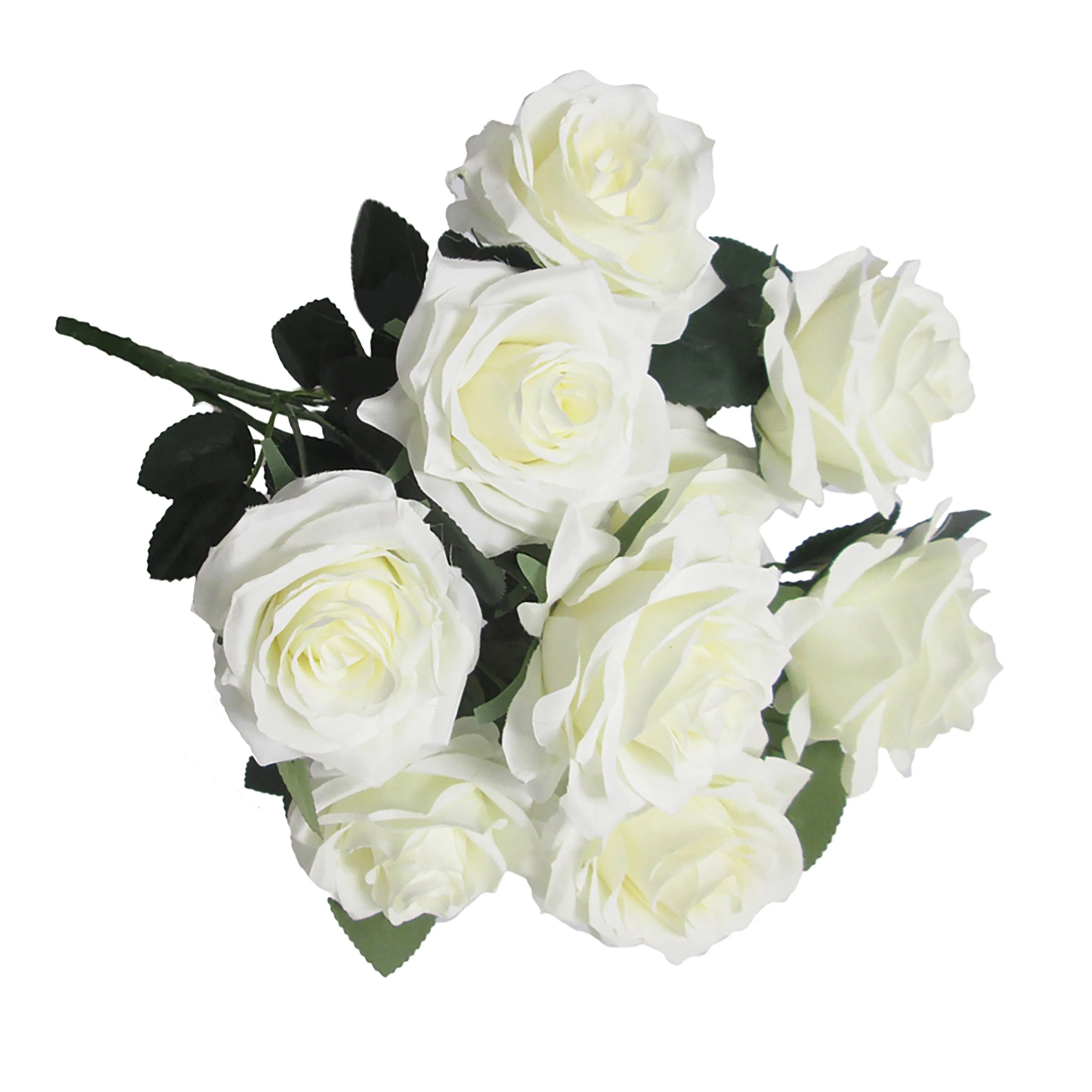 Set of 2 Artificial Queen Rose Flower Stem Bush Bouquet 18in